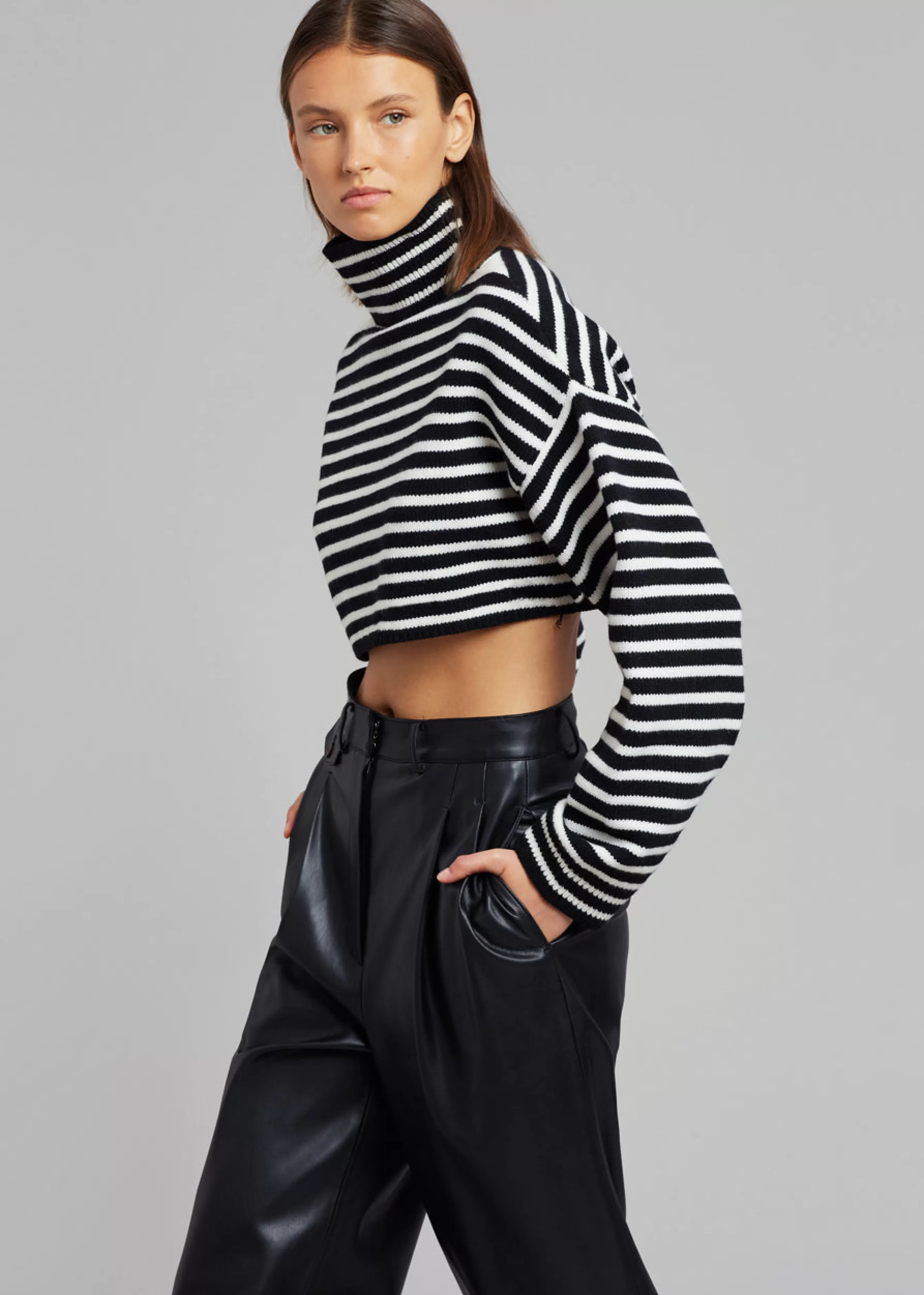 Women The Frankie Shop Athina Cropped Turtleneck Sweater