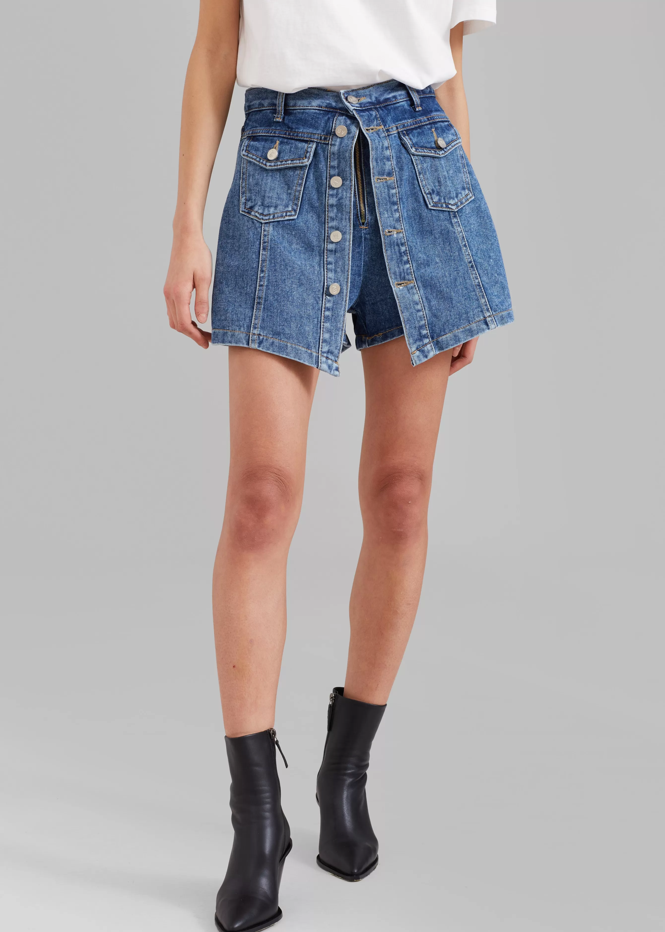 Women The Frankie Shop Blades Denim Skort