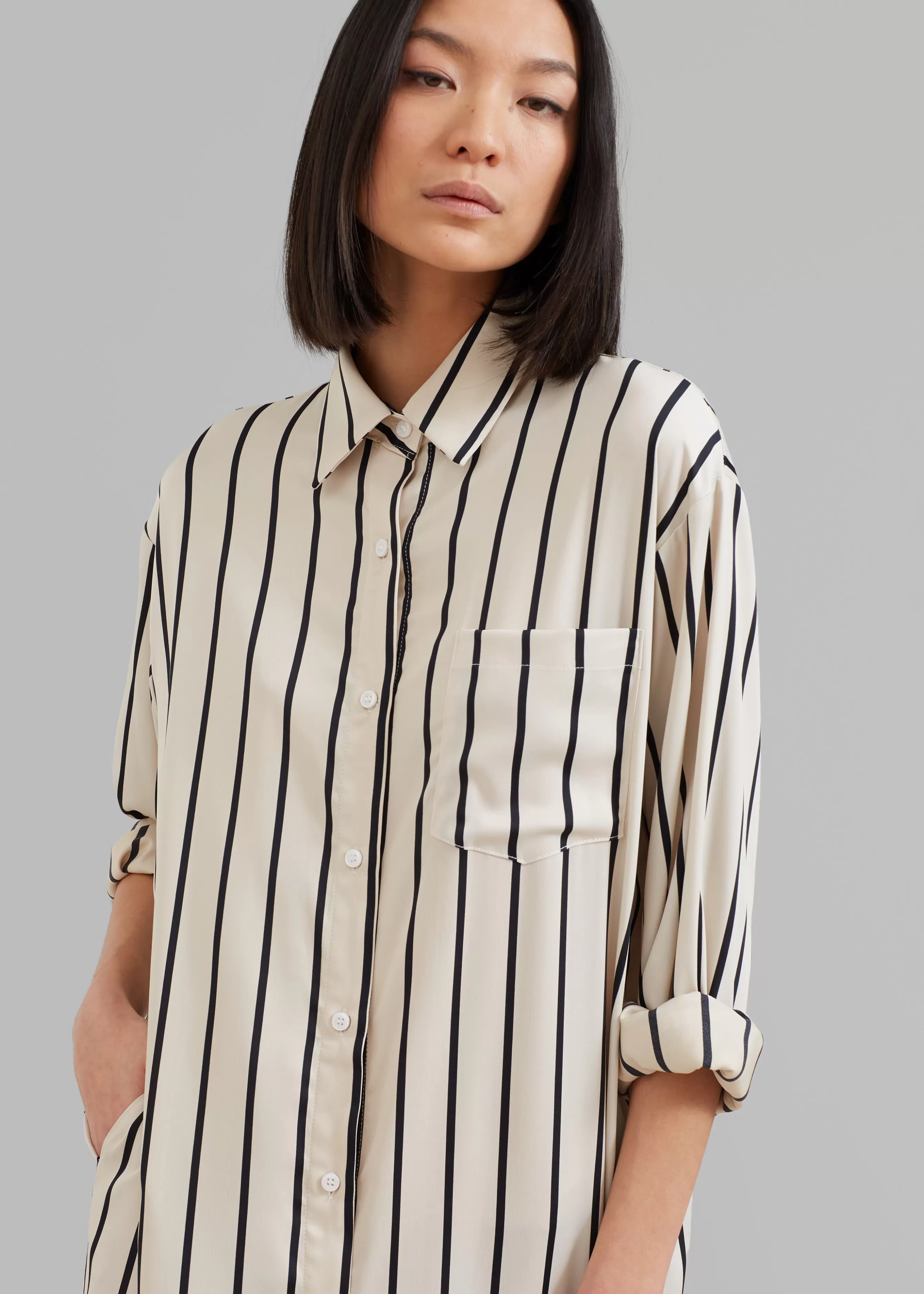 Women The Frankie Shop Cala Satin Shirt Dress