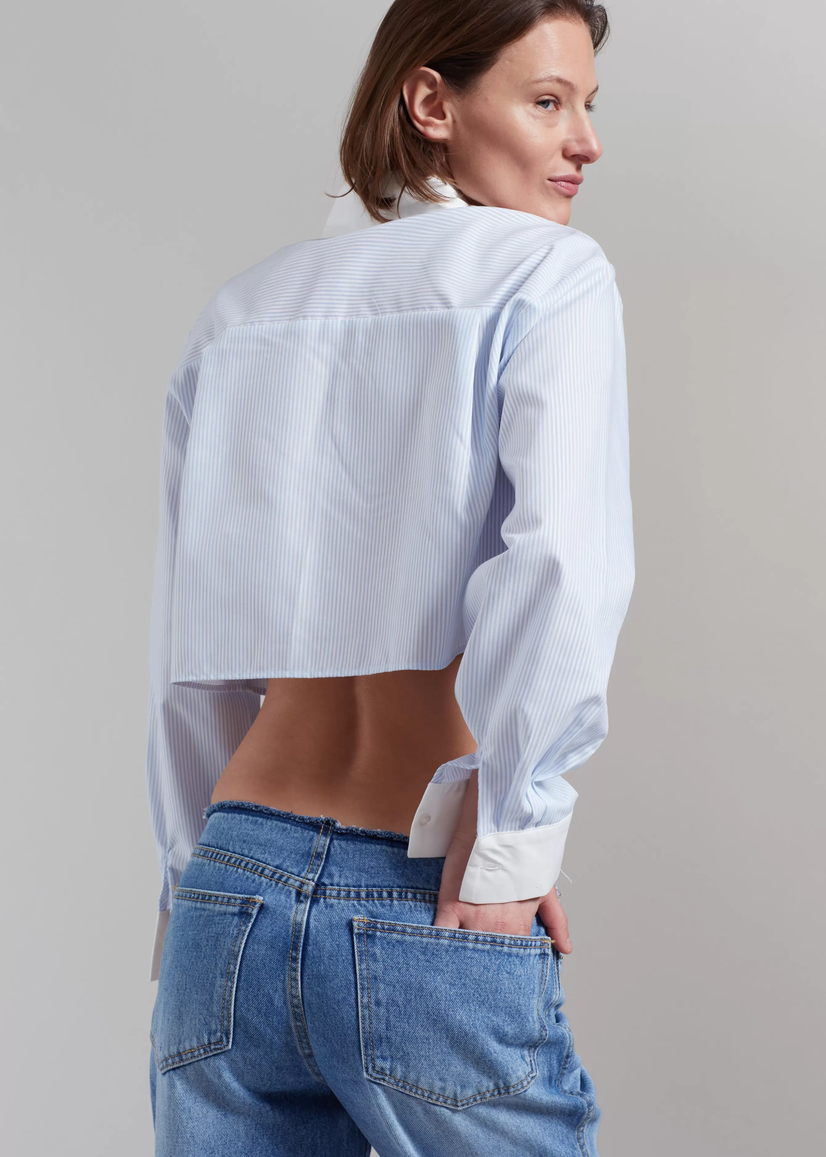 Women The Frankie Shop Calgari Contrast Cropped Shirt