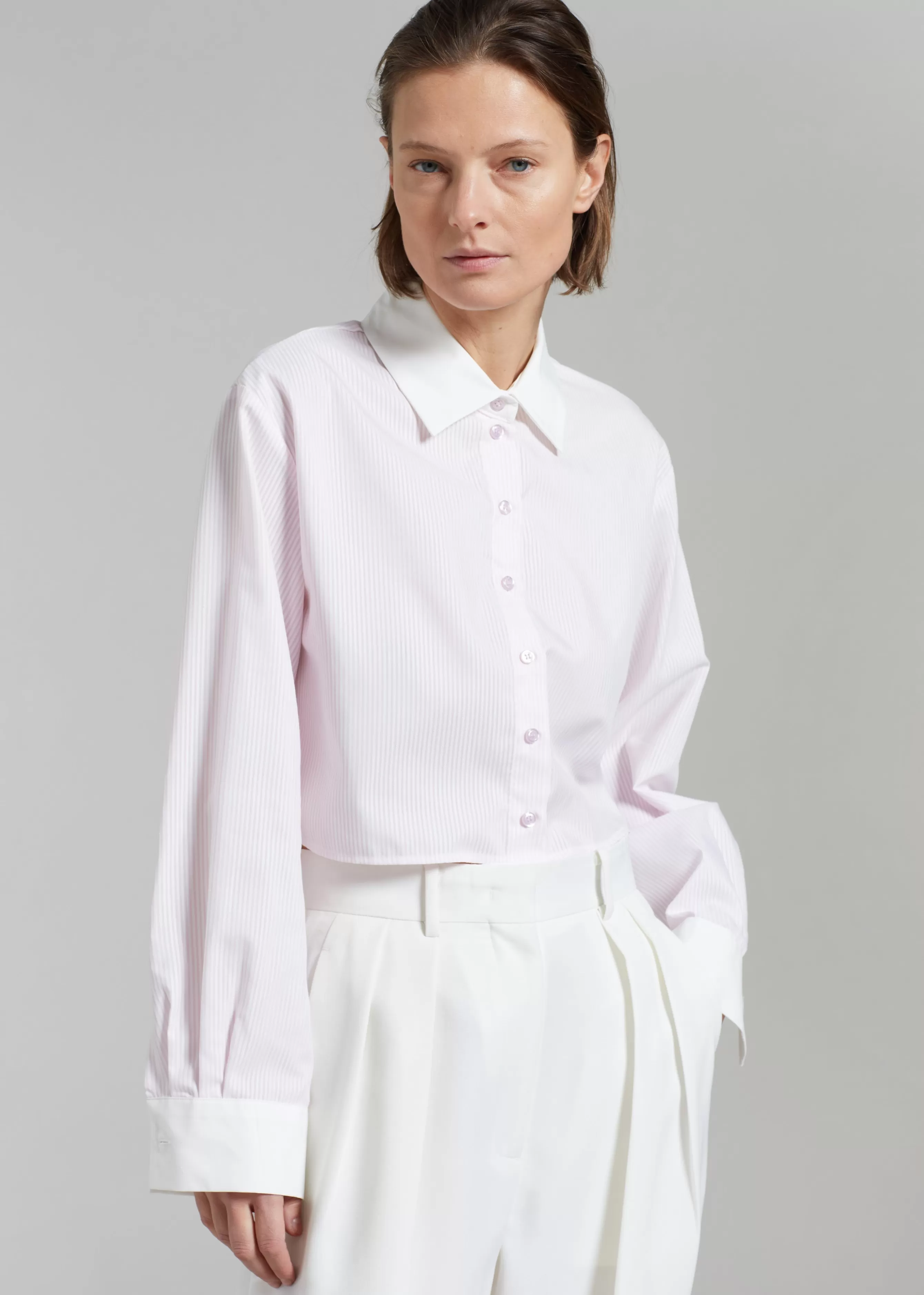 Women The Frankie Shop Calgari Contrast Cropped Shirt