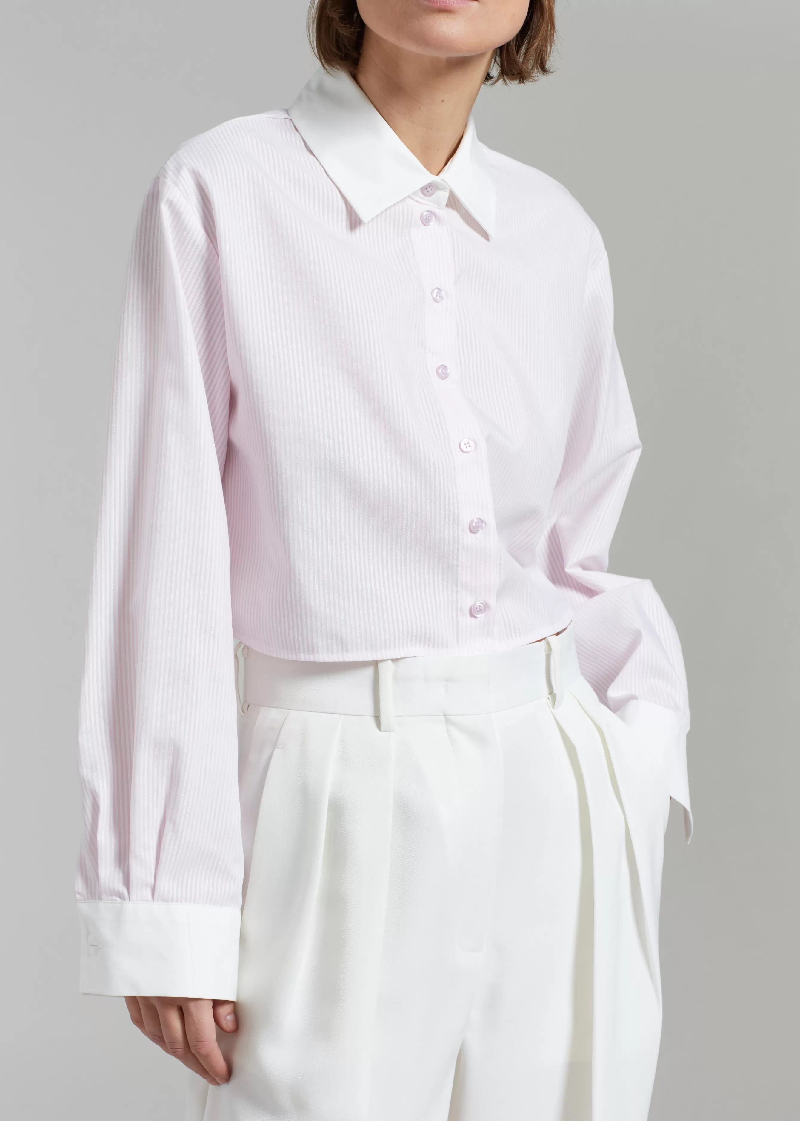 Women The Frankie Shop Calgari Contrast Cropped Shirt