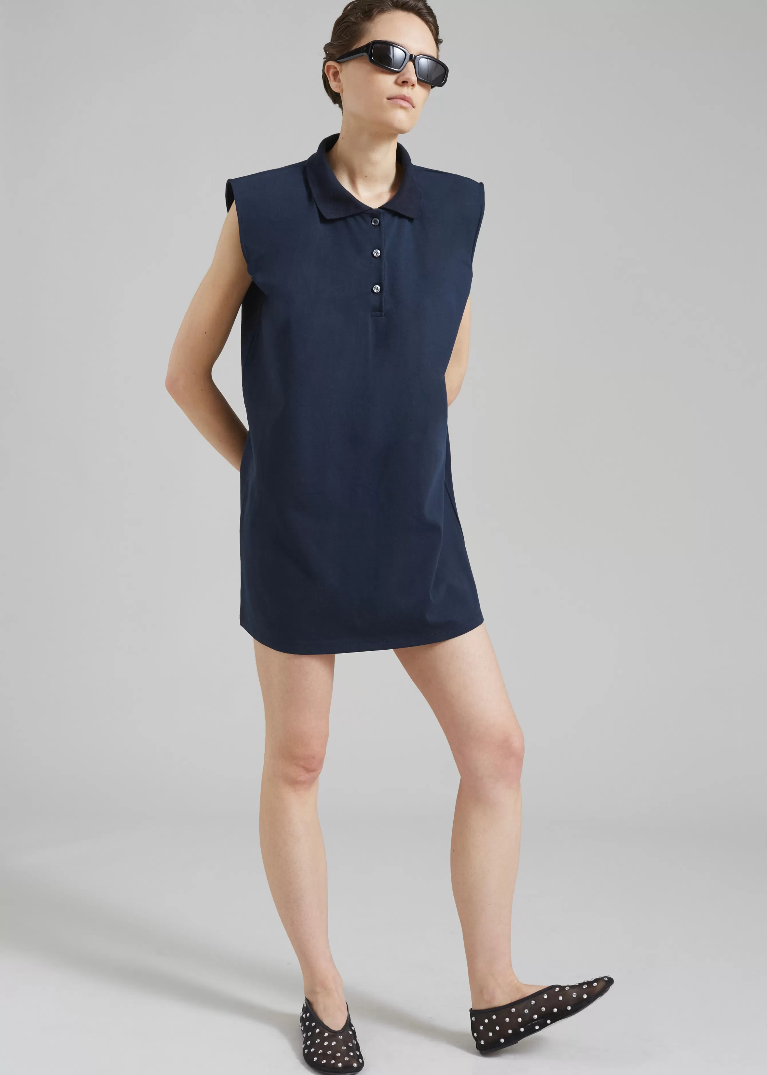 Women The Frankie Shop Chris Polo Padded Shoulders Mini Dress