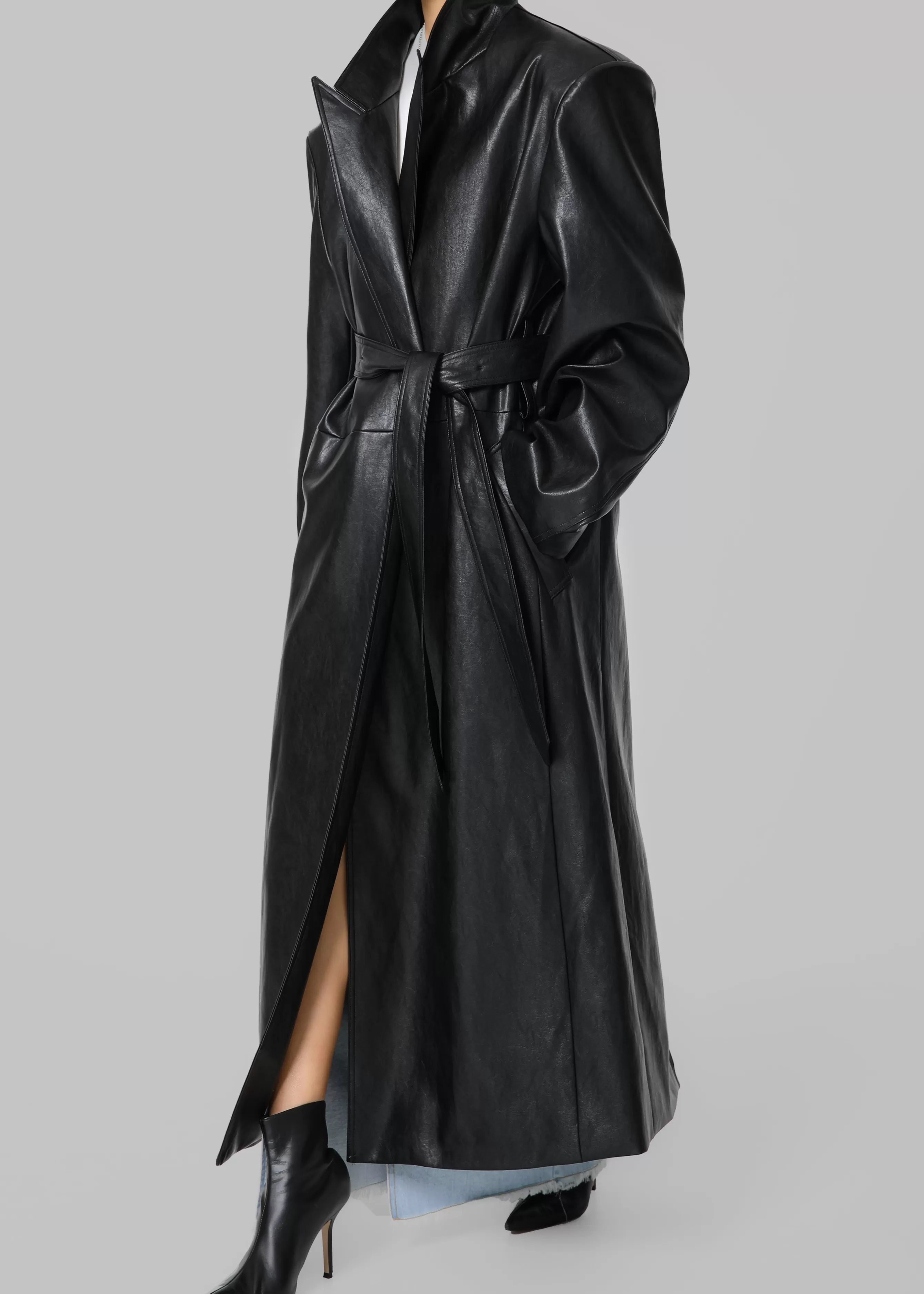 Women The Frankie Shop Connie Faux Leather Belted Trench Coat