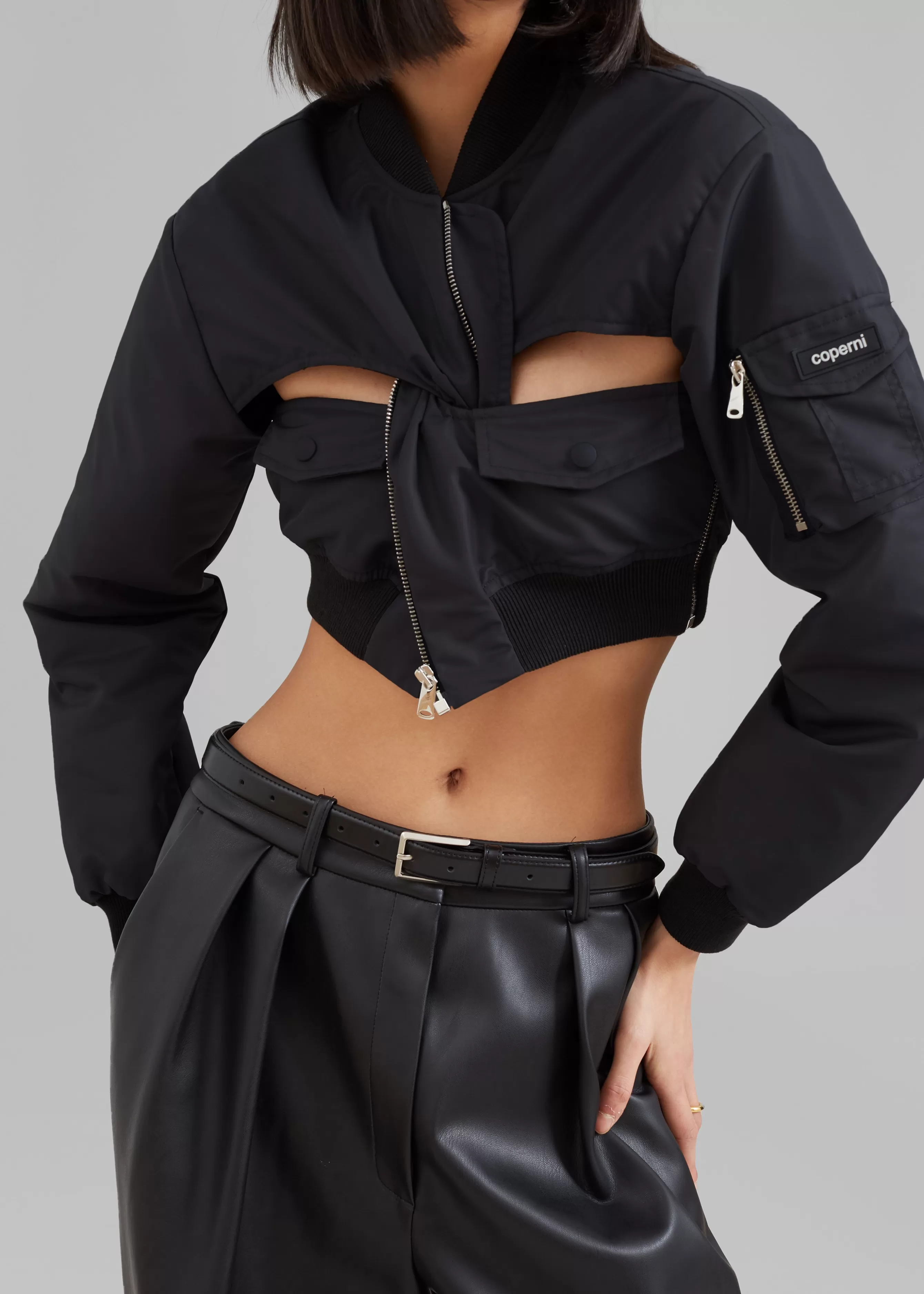 Women The Frankie Shop Coperni Cut-Out Cropped Bomber Jacket