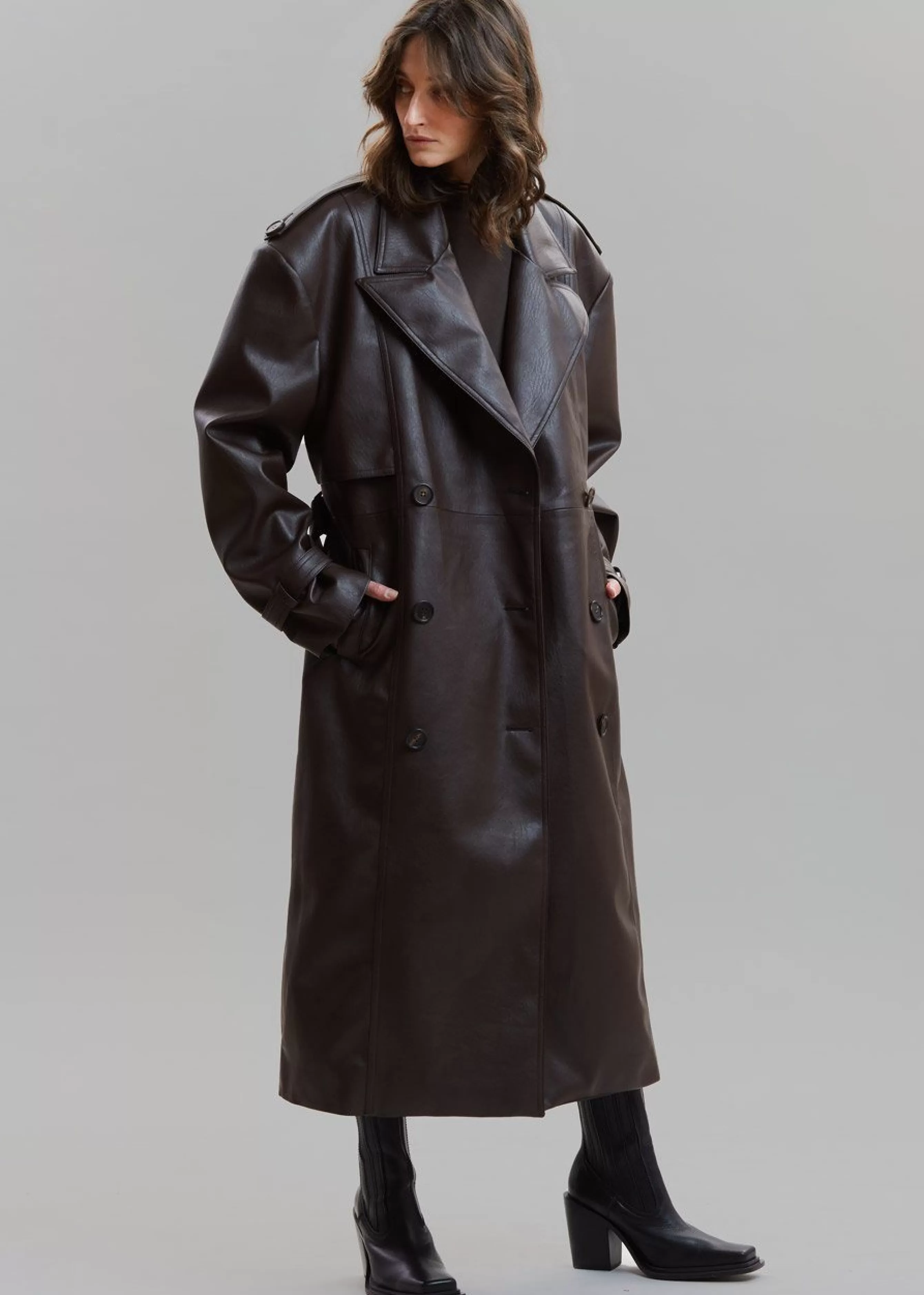 Women The Frankie Shop Diana Faux Leather Trench Coat