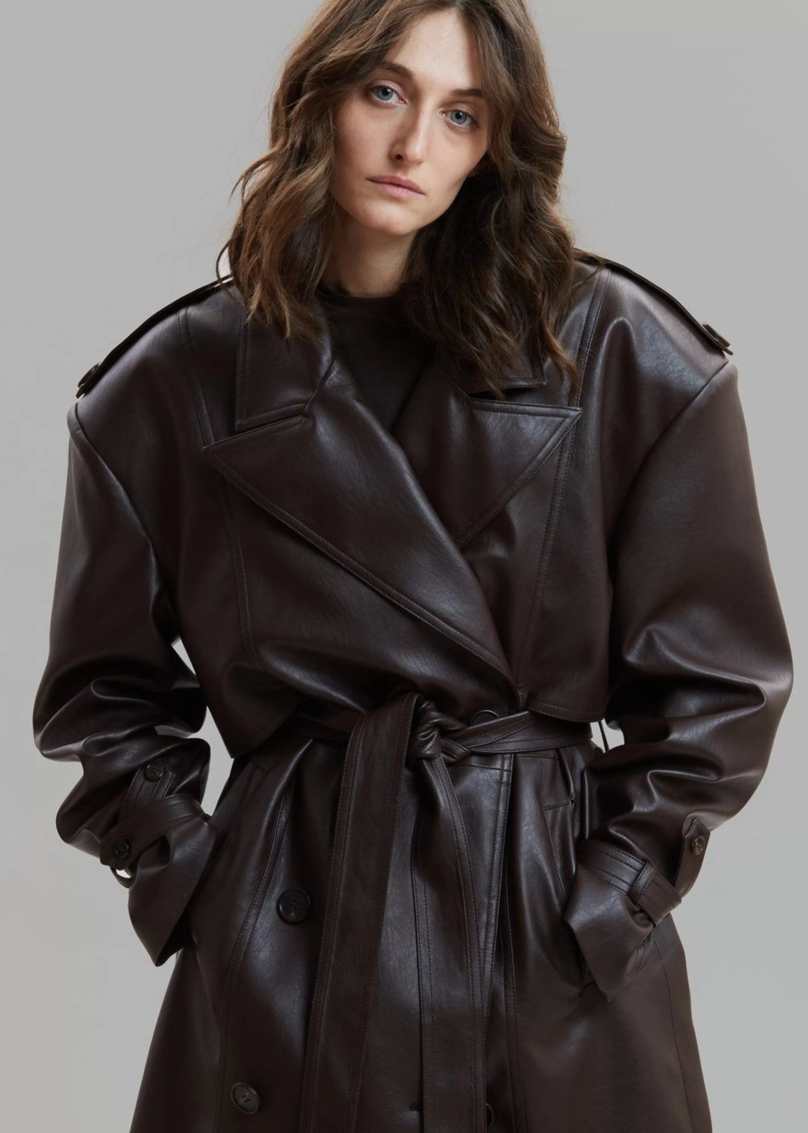 Women The Frankie Shop Diana Faux Leather Trench Coat