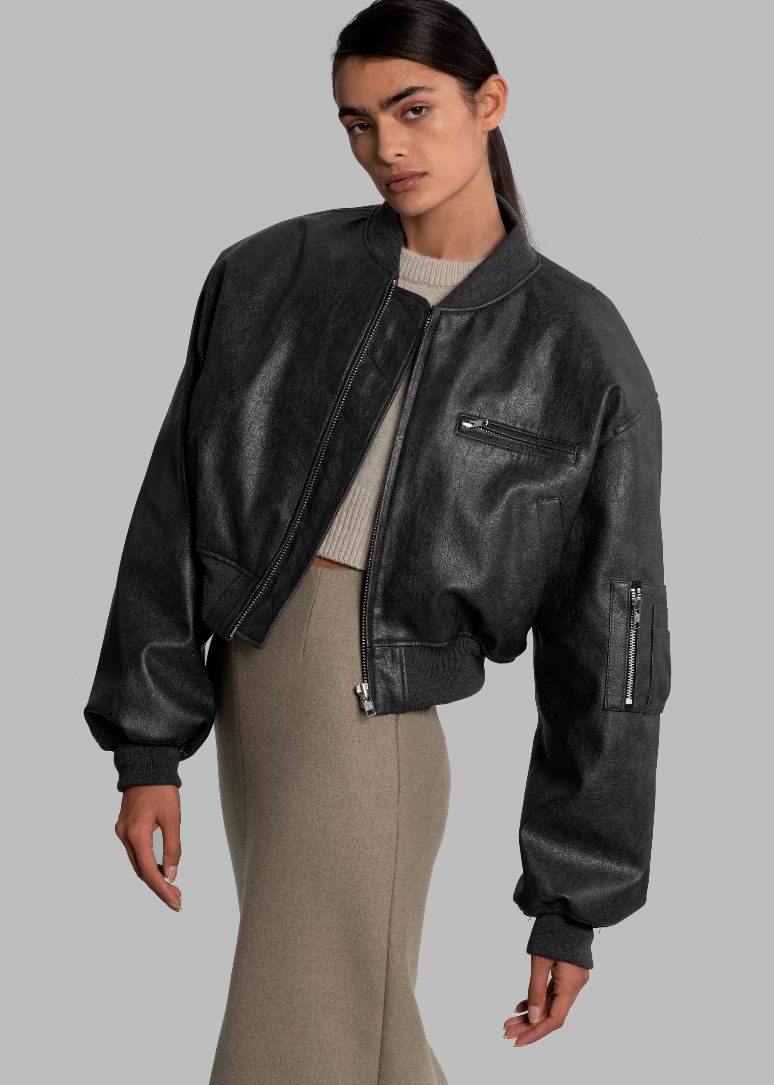 Women The Frankie Shop Gae Faux Leather Cropped Bomber