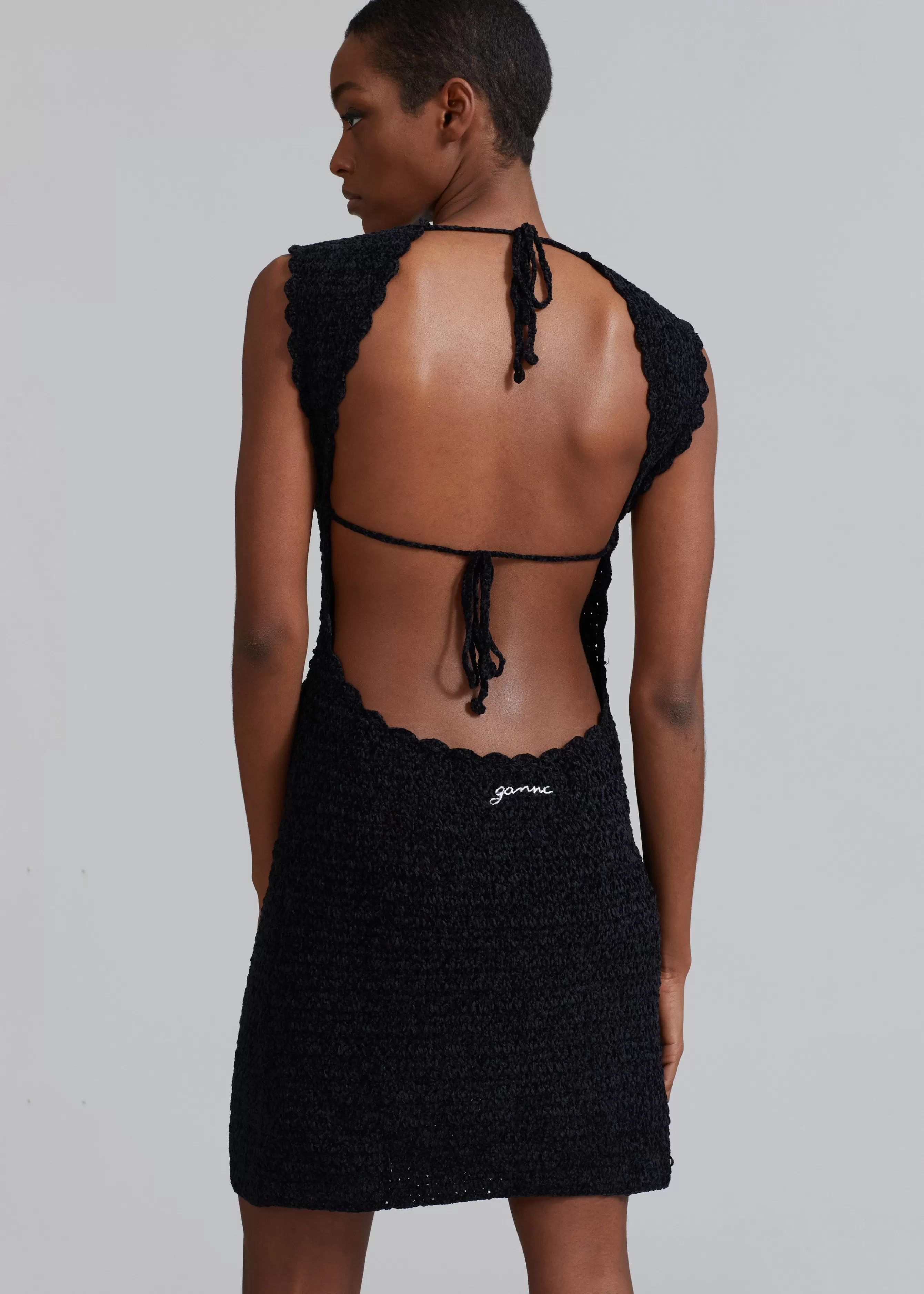 Women The Frankie Shop Ganni Velvet Crochet Open Back Mini Dress