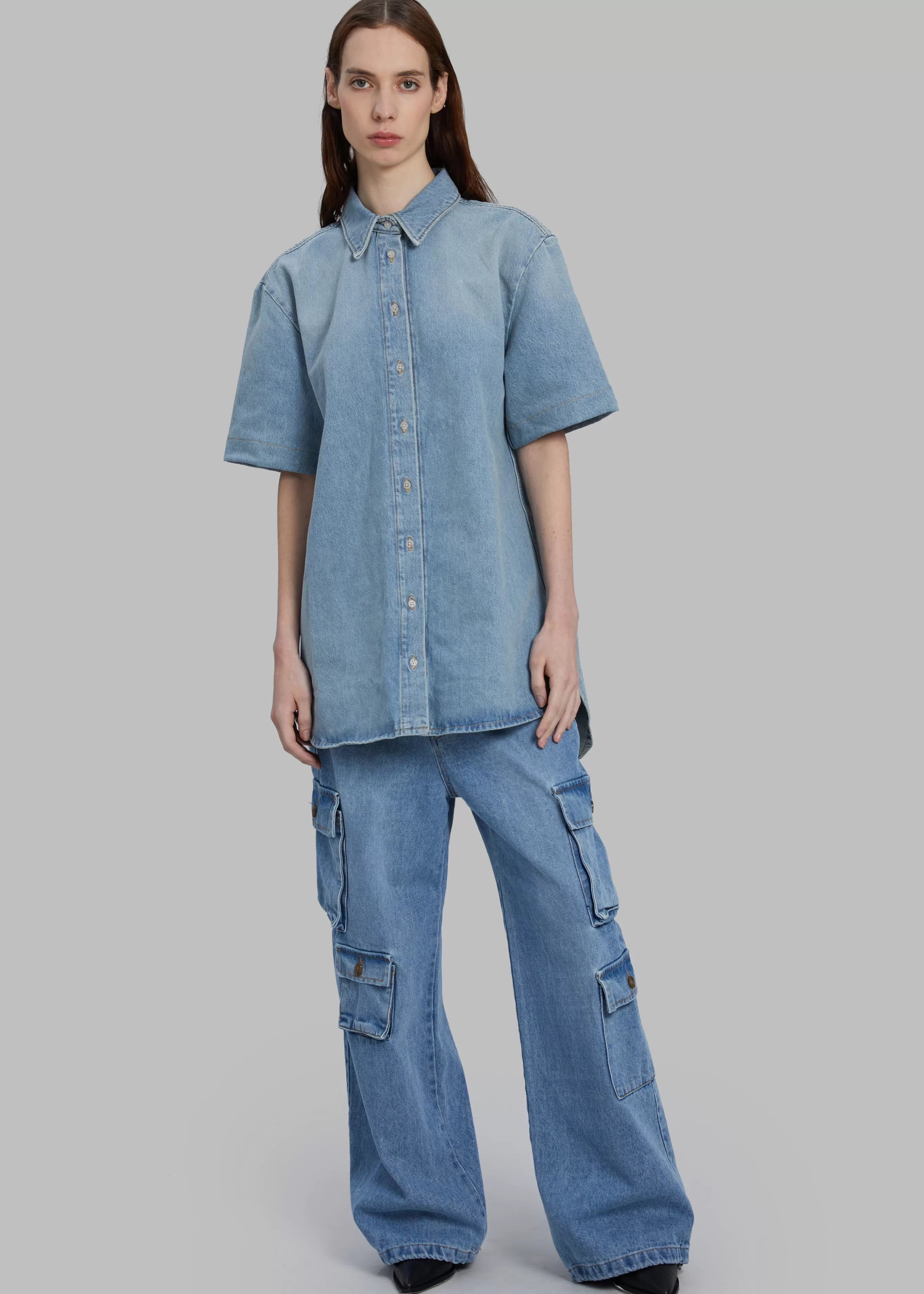 Women The Frankie Shop Hailey Denim Oversized Cargo Pants