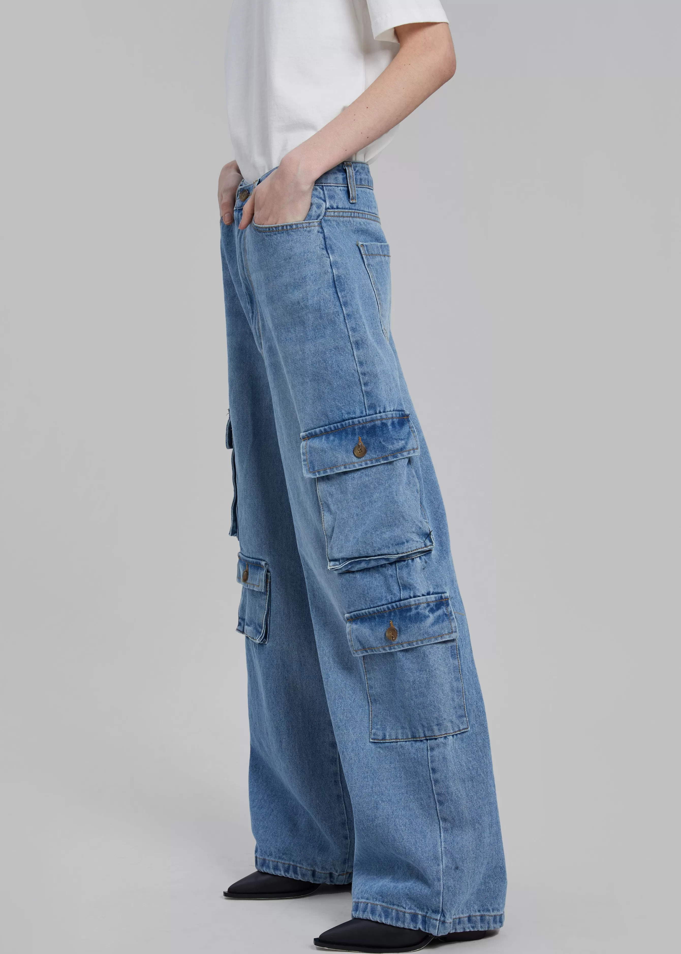 Women The Frankie Shop Hailey Denim Oversized Cargo Pants