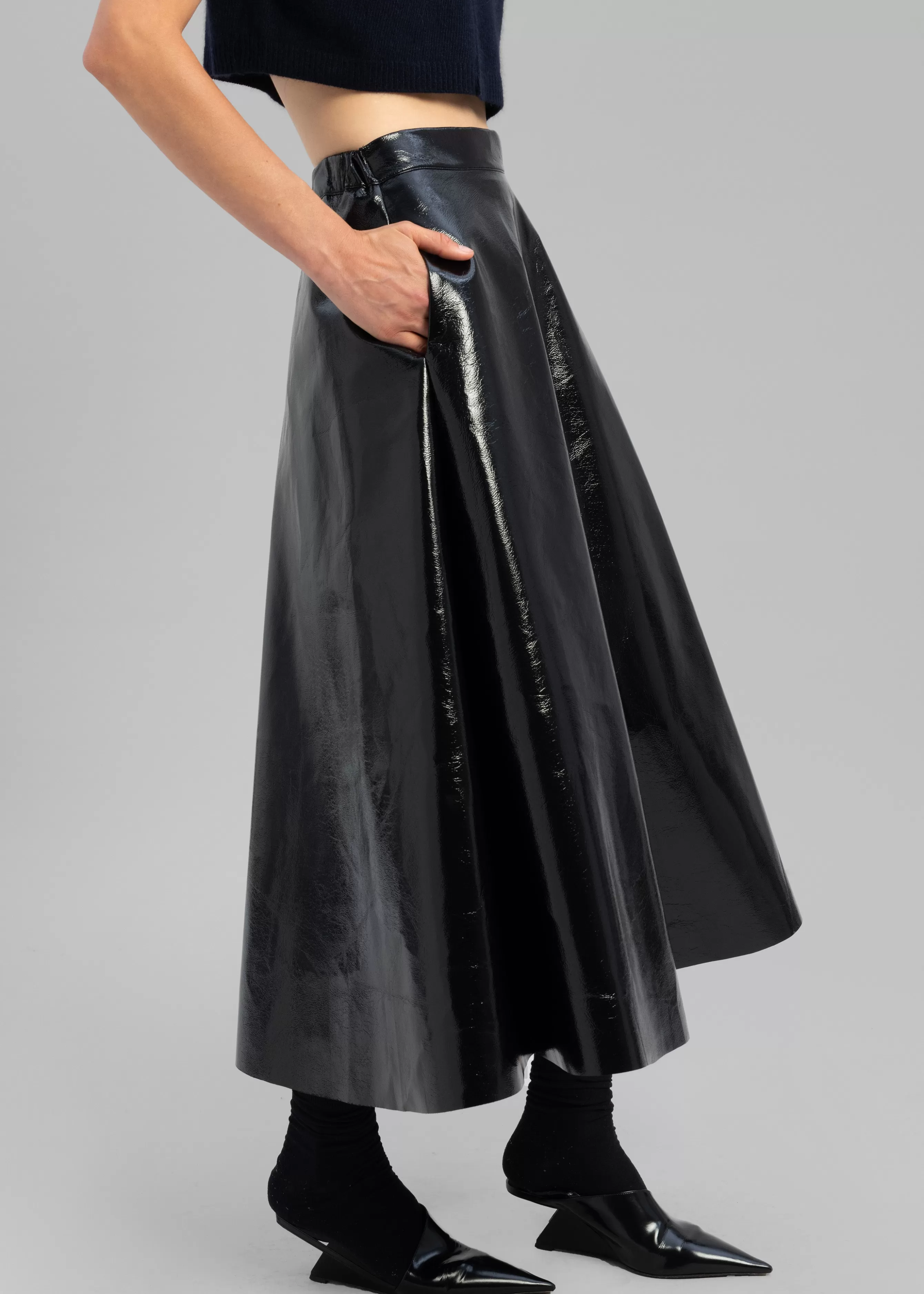 Women The Frankie Shop Hilma Vinyl Midi Skirt