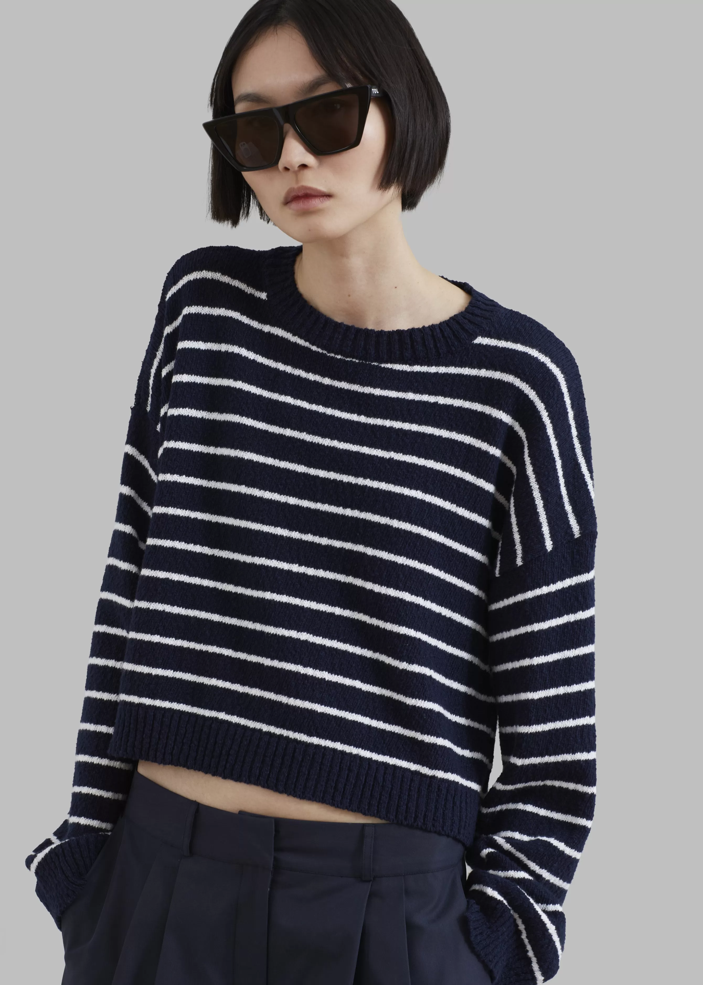 Women The Frankie Shop Iona Boatneck Navy Sweater