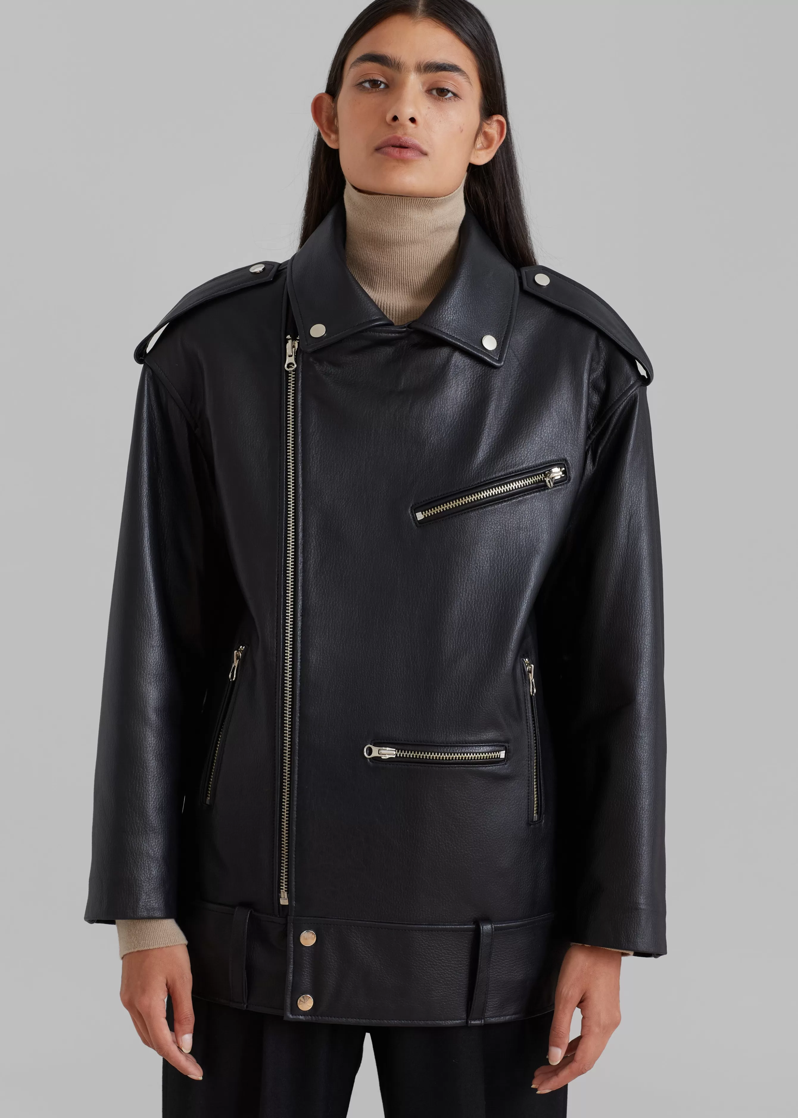 Women The Frankie Shop Jax Leather Biker Jacket