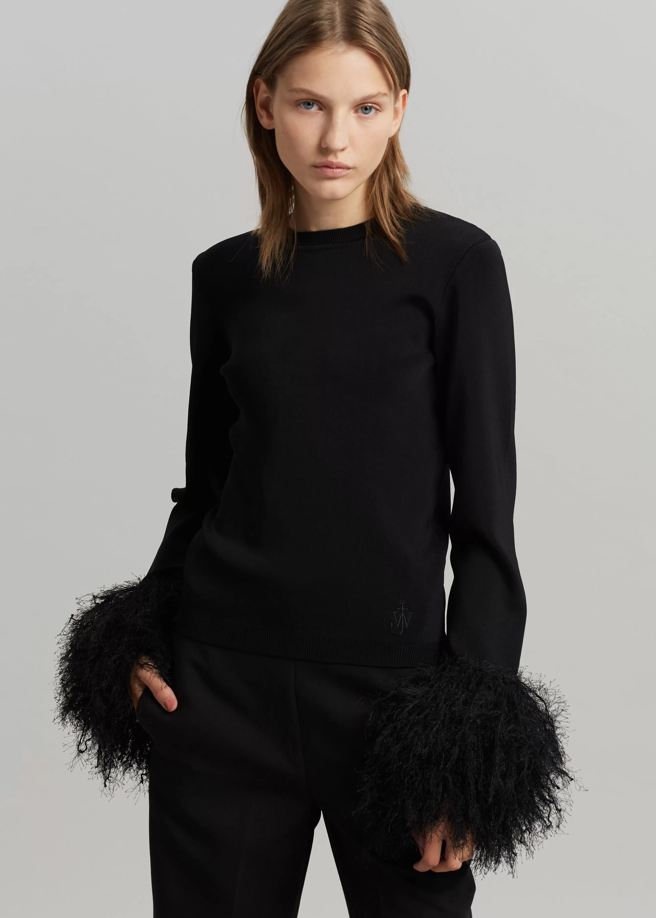 Women The Frankie Shop Jw Anderson Pom Pom Cuff Crew Neck Jumper