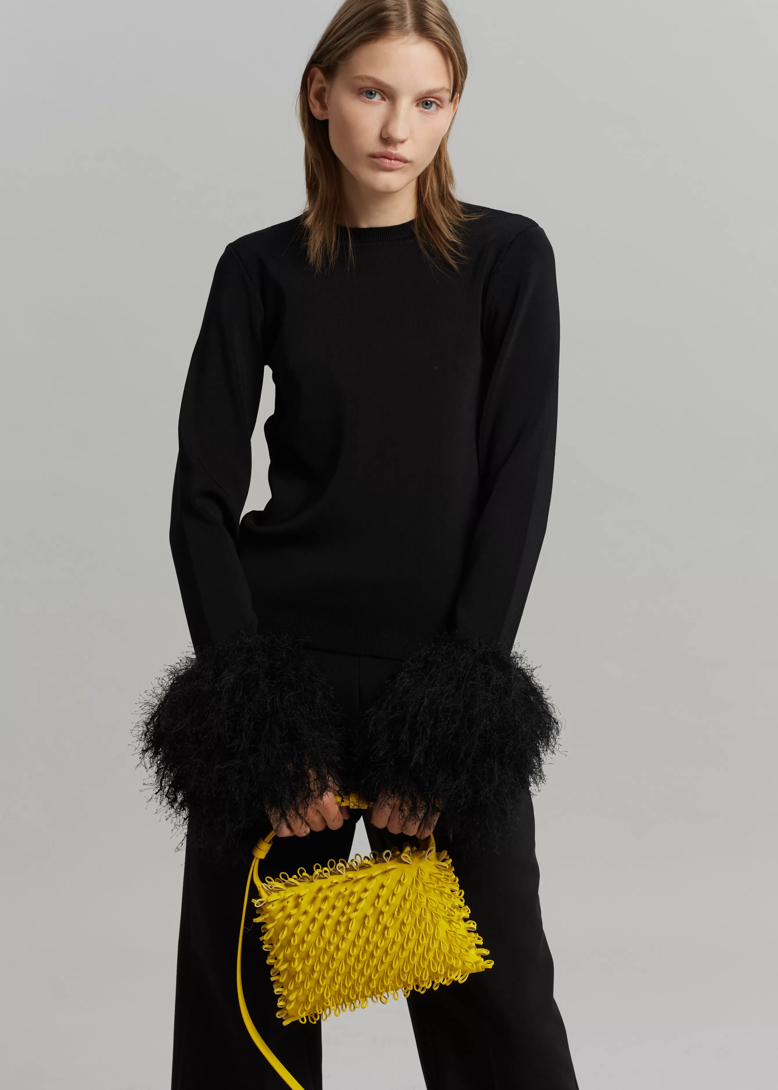 Women The Frankie Shop Jw Anderson Pom Pom Cuff Crew Neck Jumper