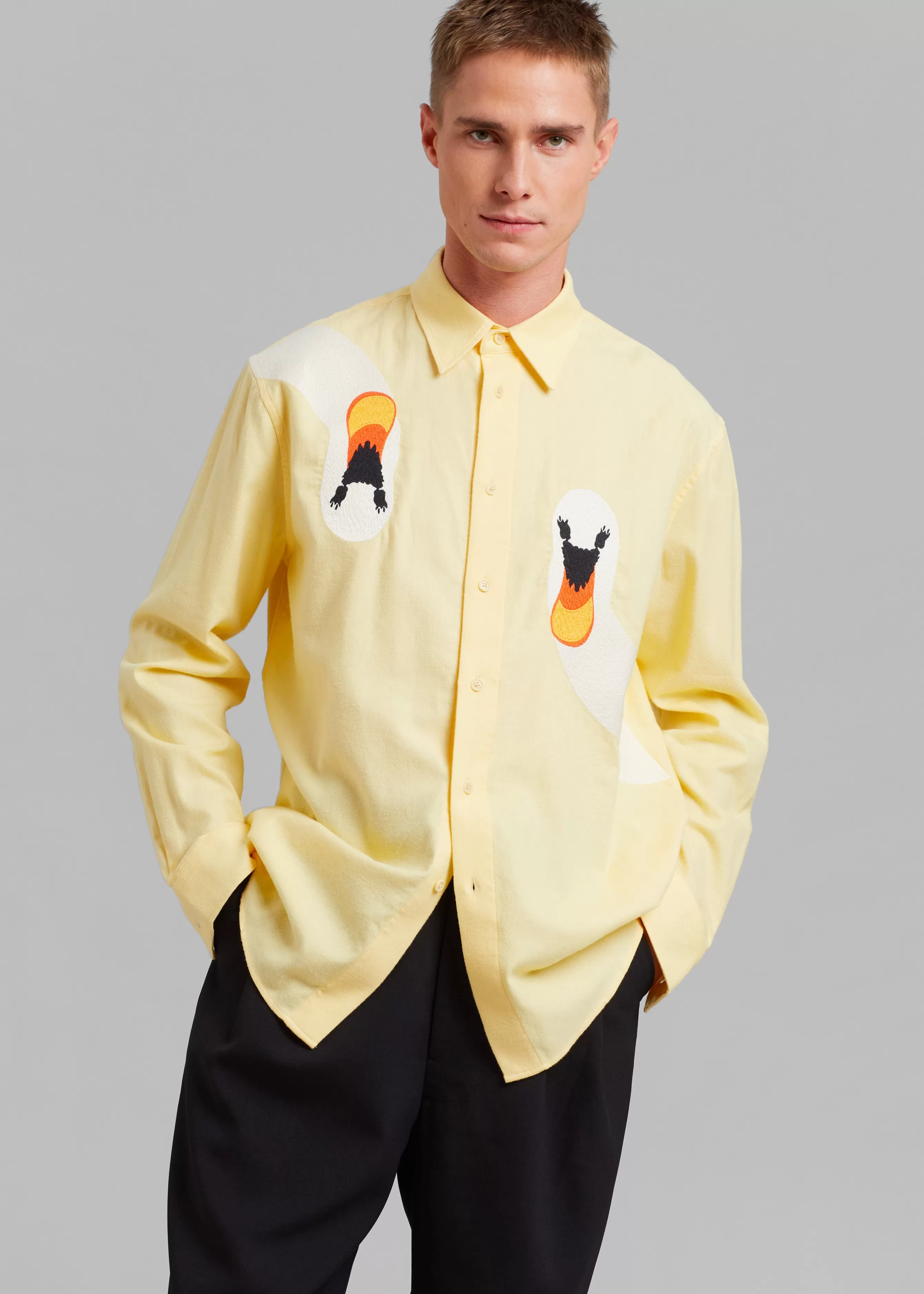 Men The Frankie Shop Jw Anderson Swan Embroidered Classic Fit Shirt