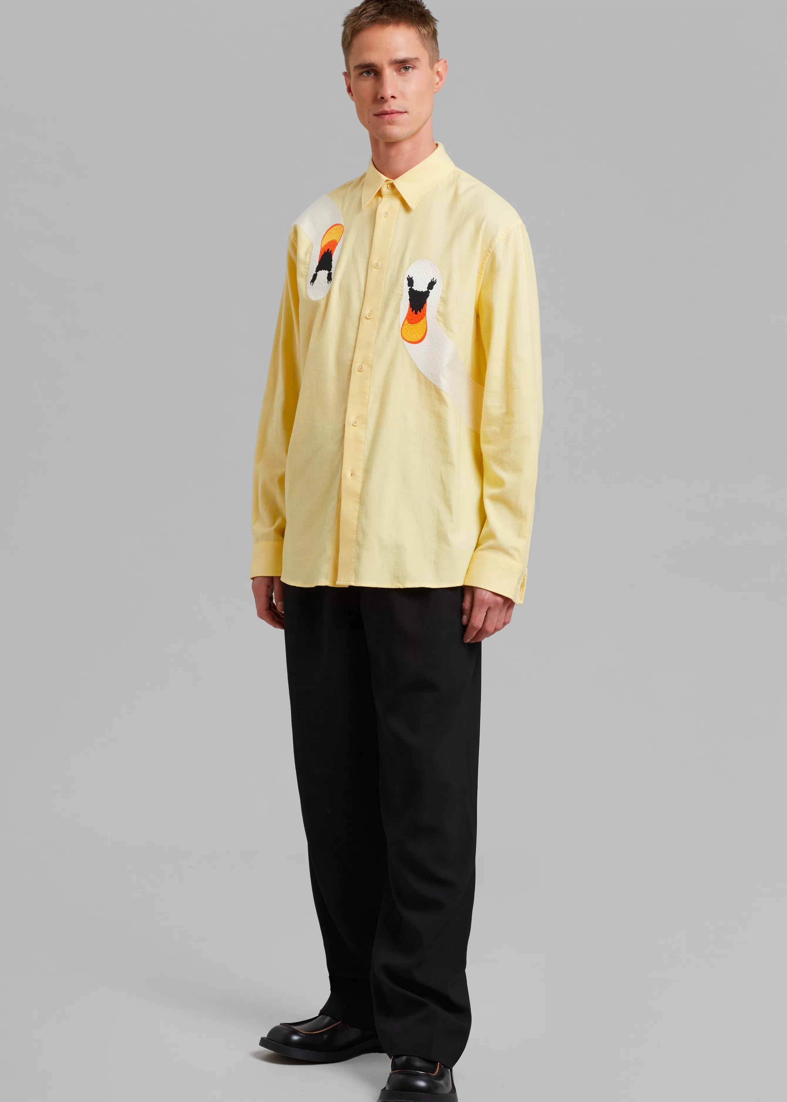 Men The Frankie Shop Jw Anderson Swan Embroidered Classic Fit Shirt