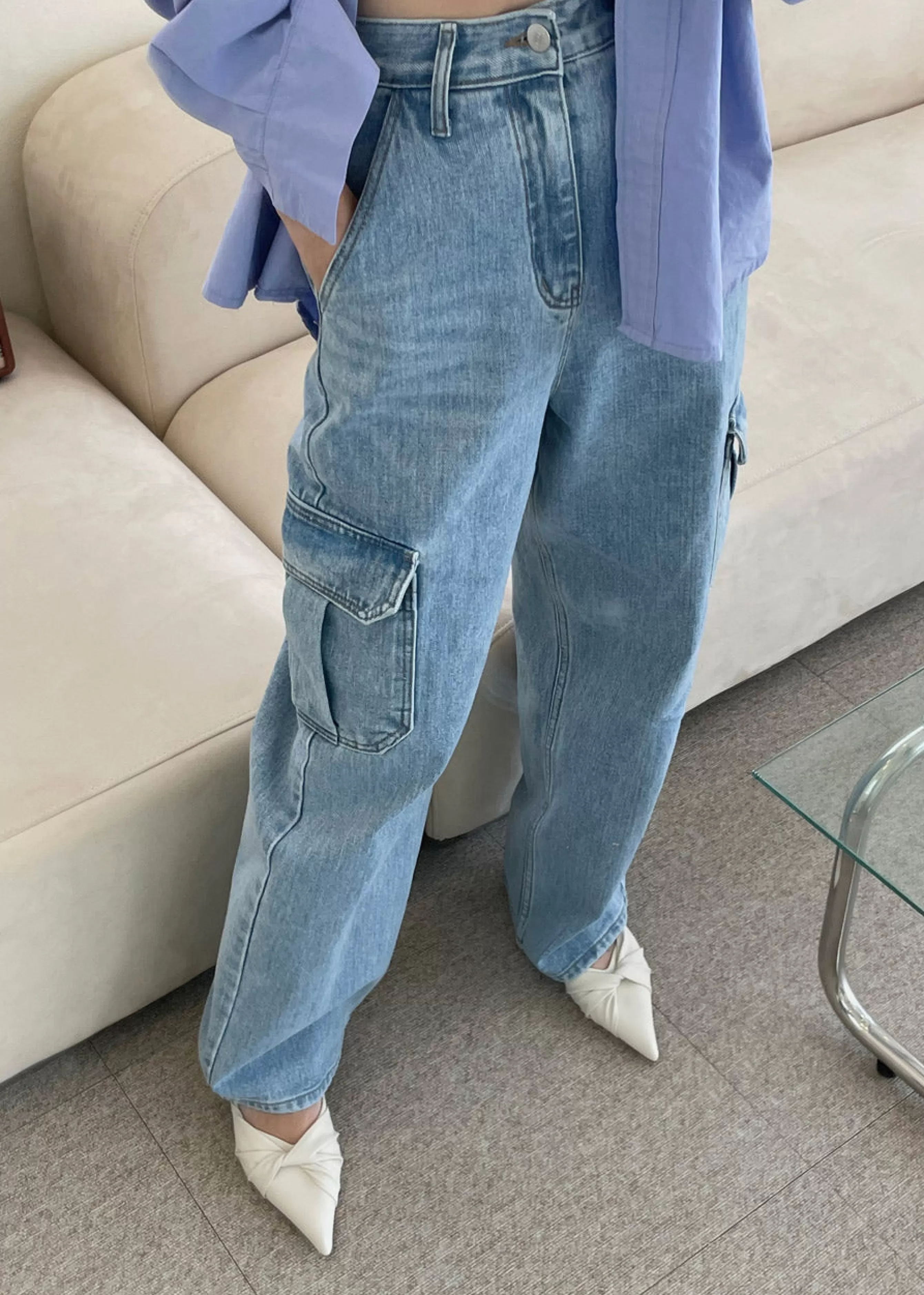 Women The Frankie Shop Kai Cargo Denim Pants