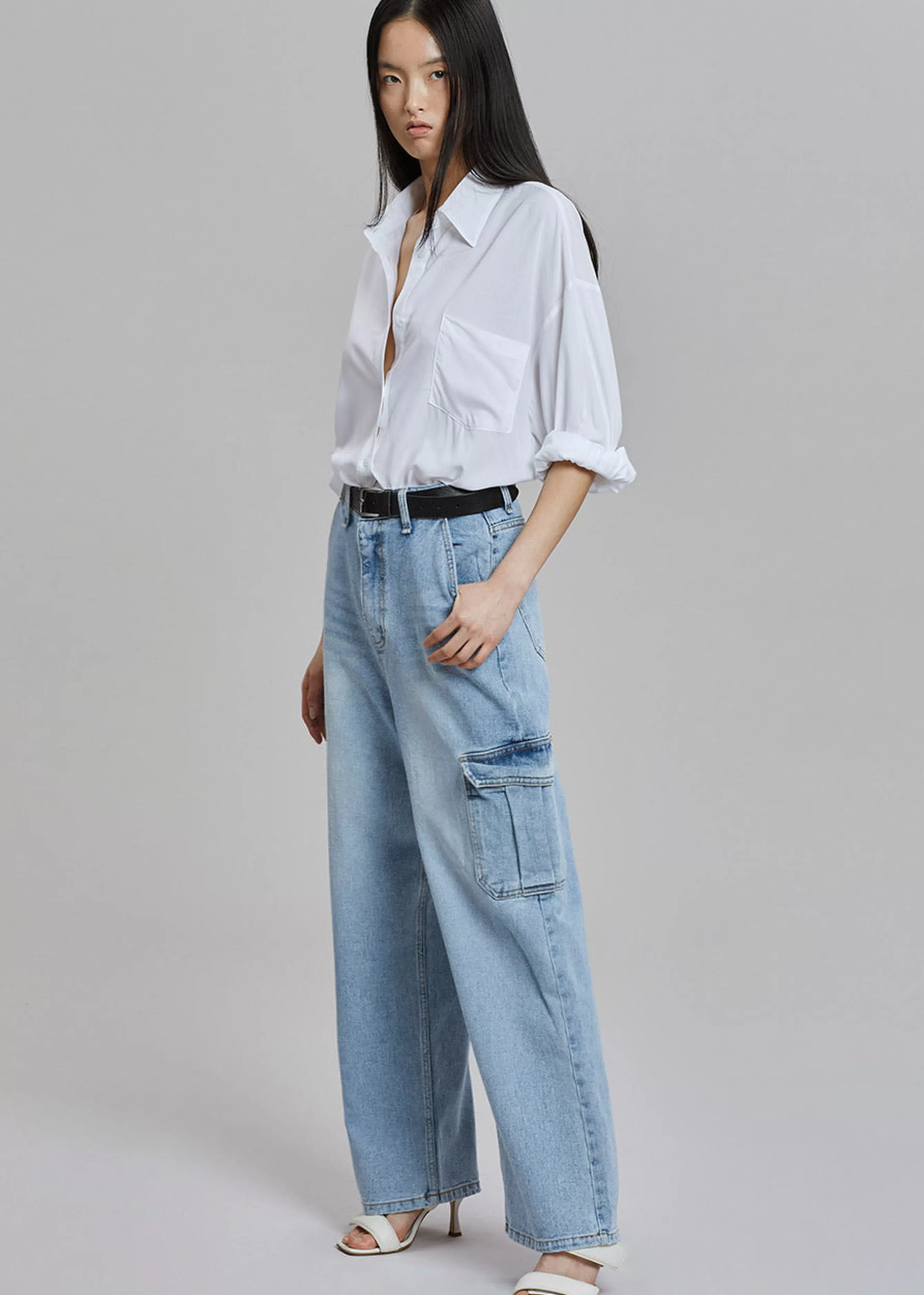 Women The Frankie Shop Kai Cargo Denim Pants