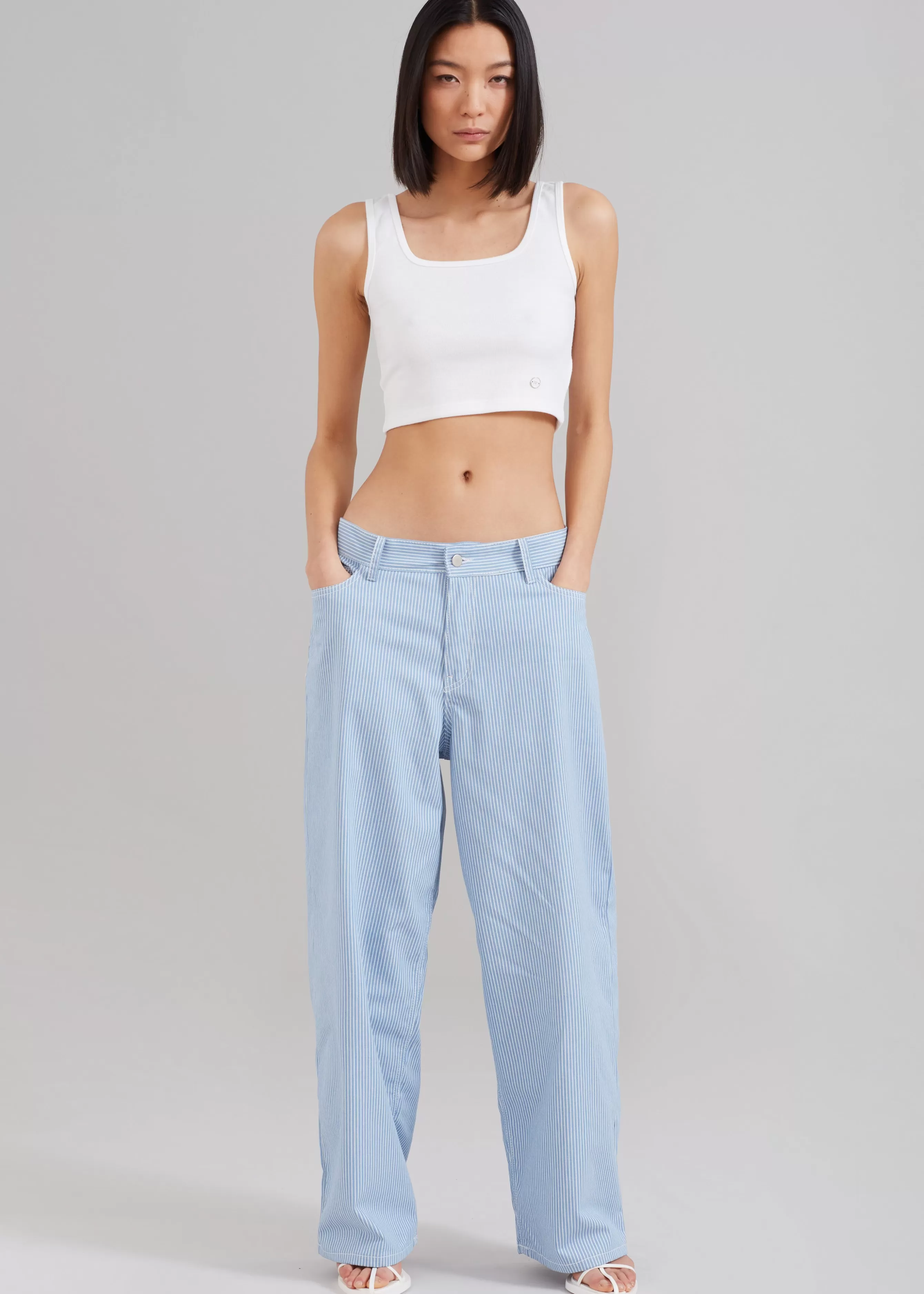 Women The Frankie Shop Kaline Light Blue Pants