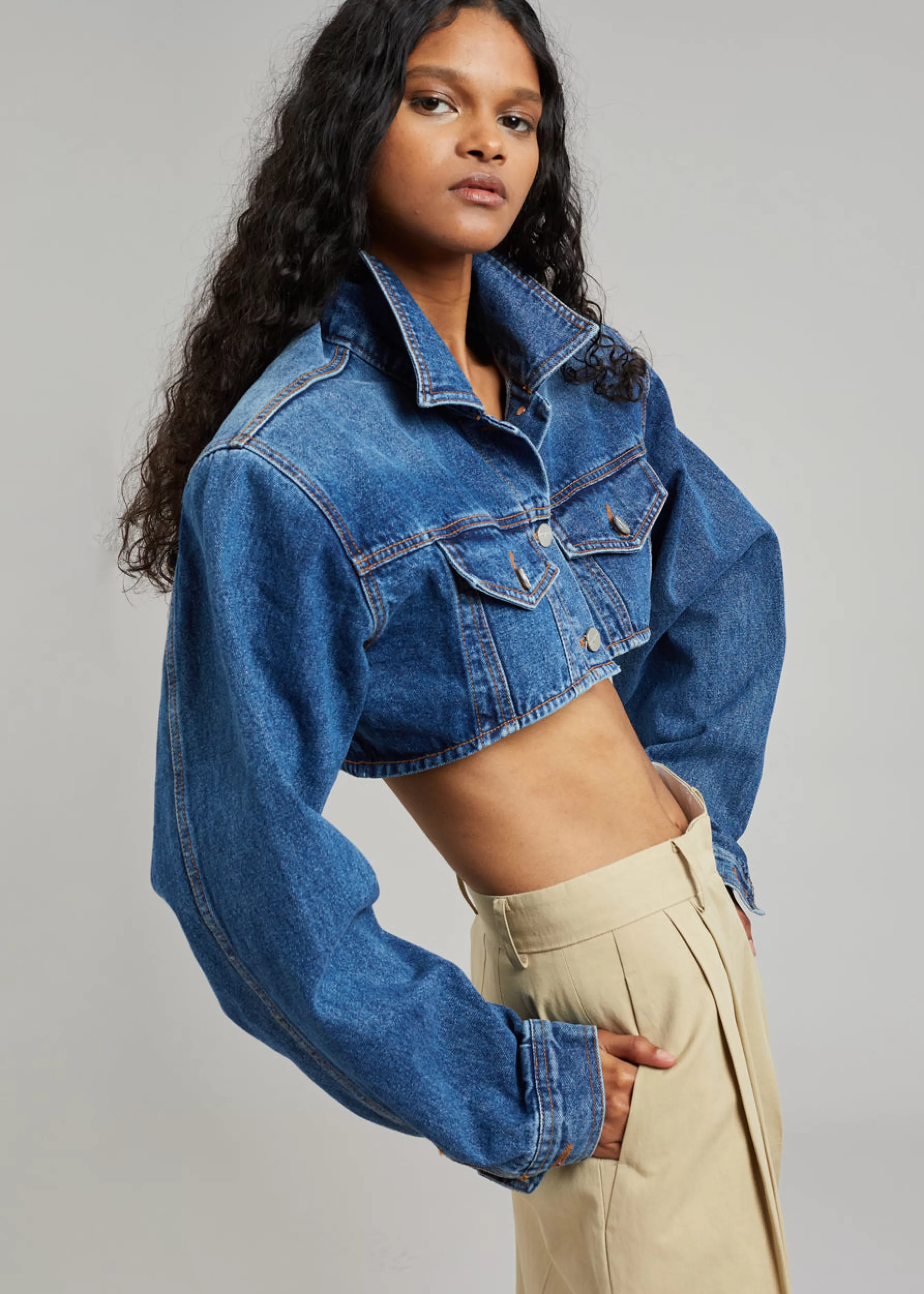 Women The Frankie Shop Kett Cropped Denim Jacket