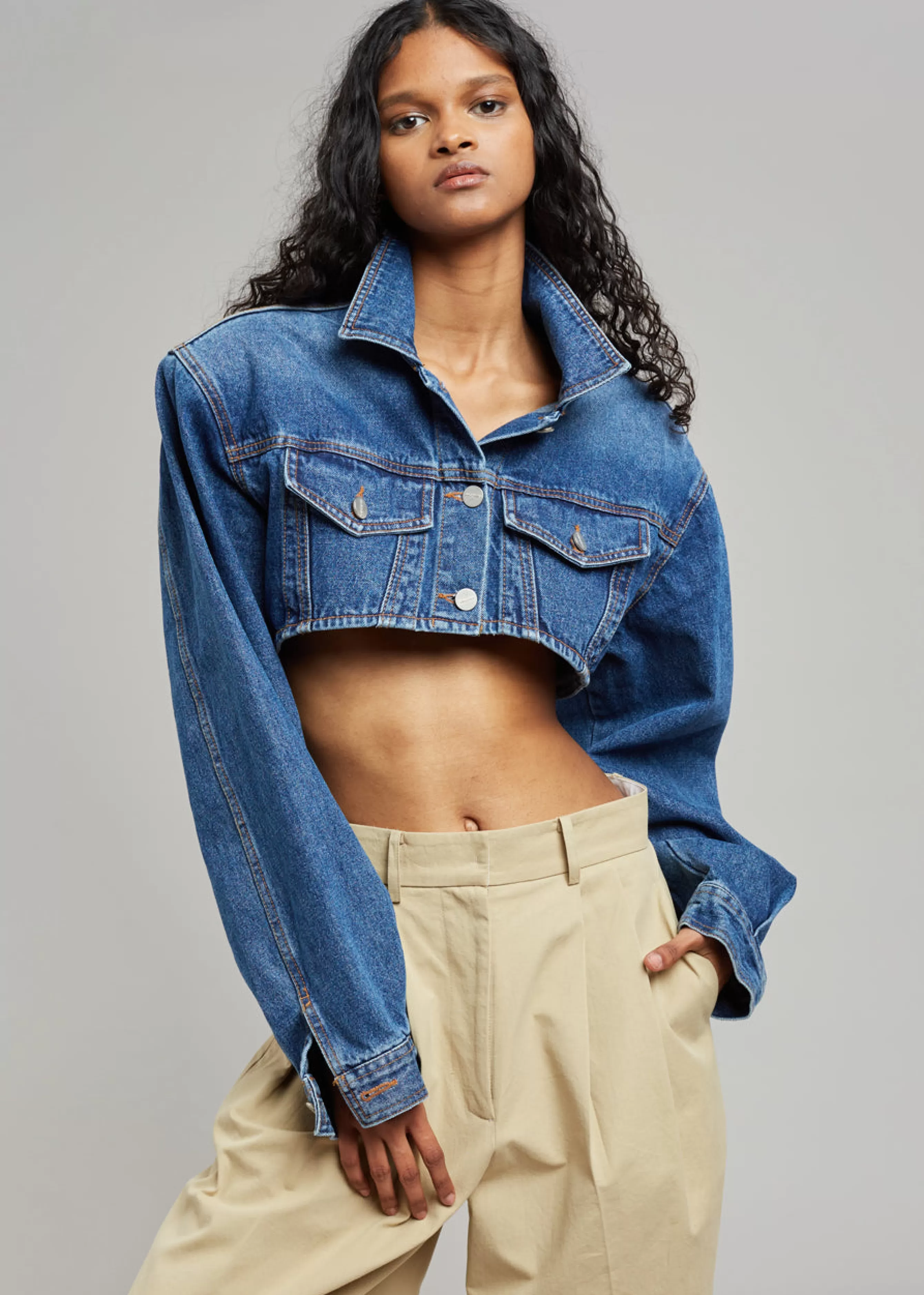 Women The Frankie Shop Kett Cropped Denim Jacket