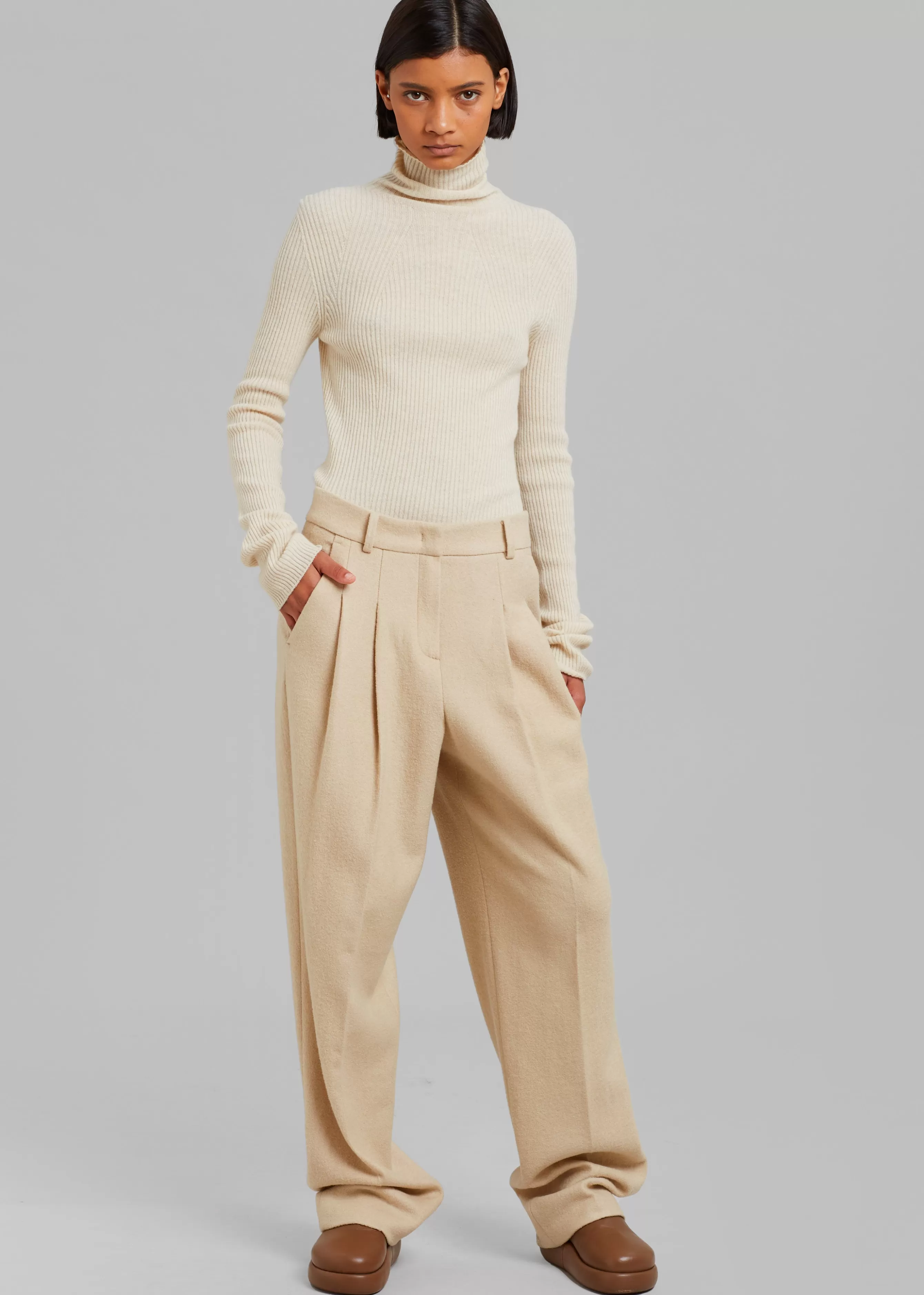 Women The Frankie Shop Layton Boiled Wool Suit Pants