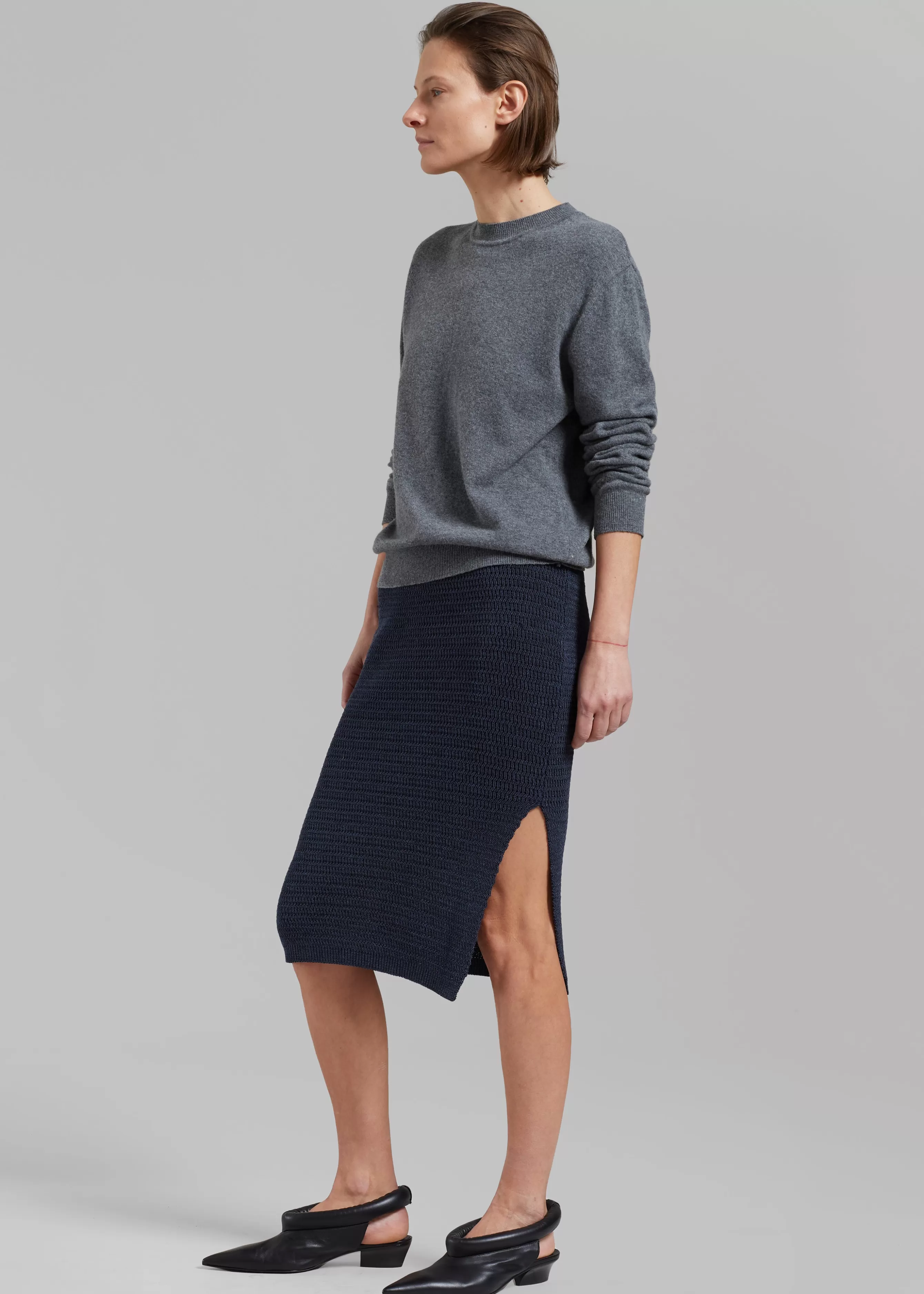 Women The Frankie Shop Low Classic Side Slit Knit Skirt