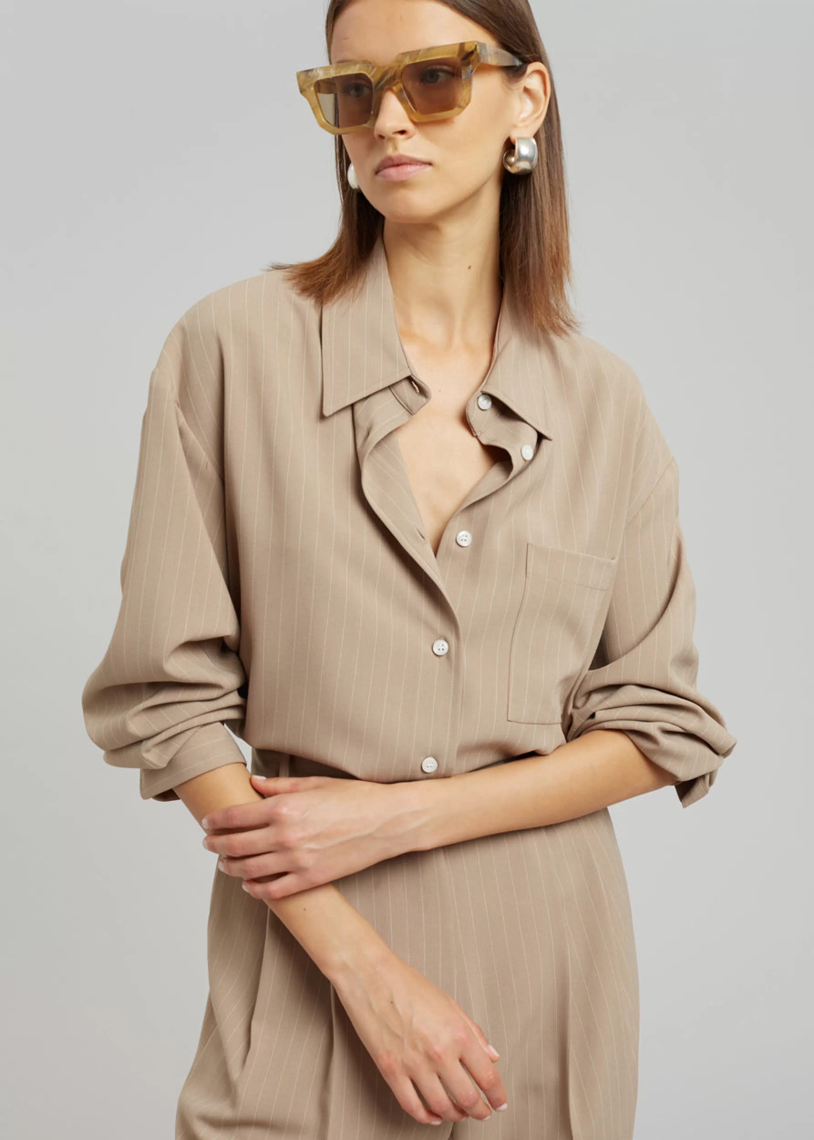 Women The Frankie Shop Lui Fluid Pinstripe Shirt