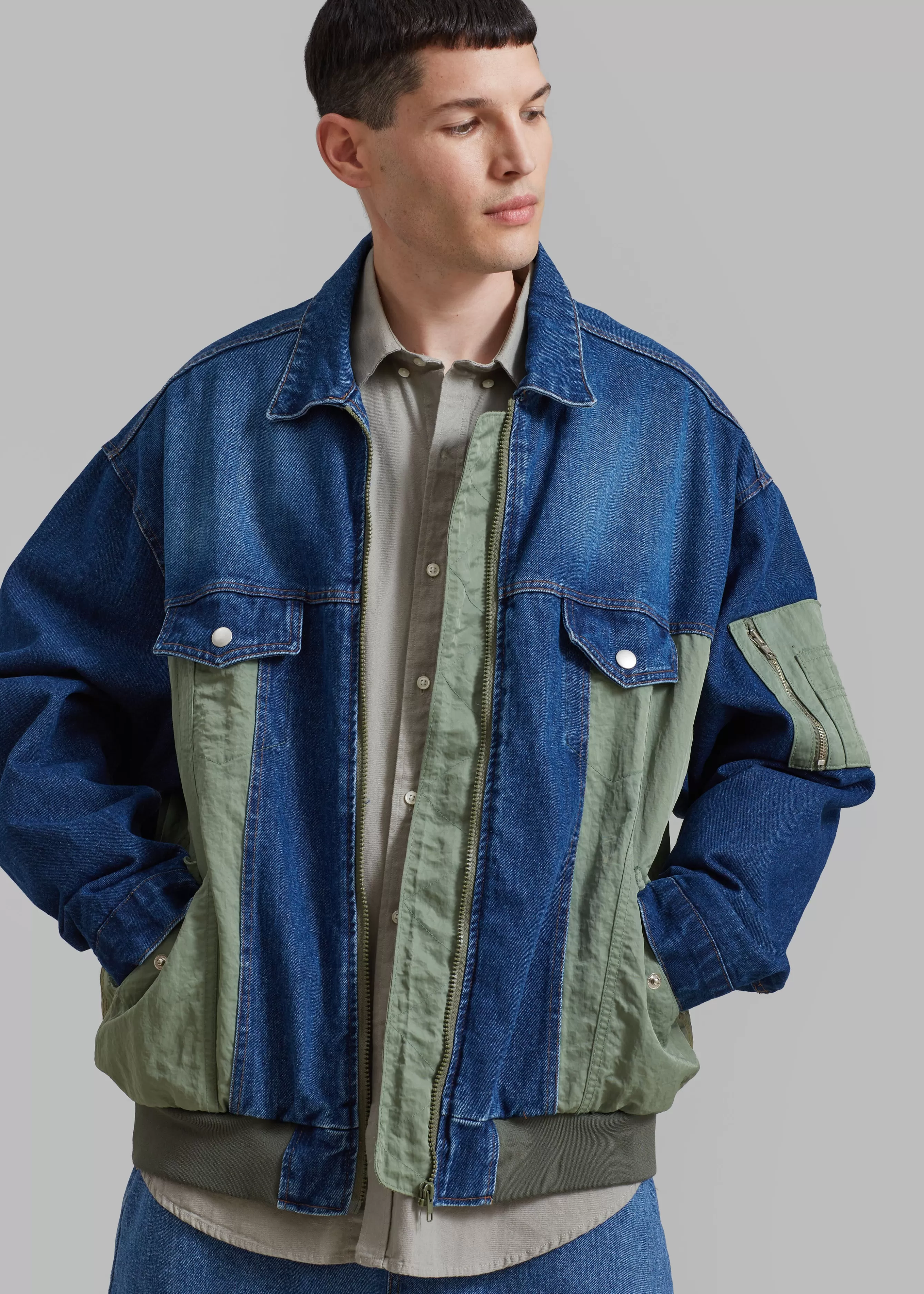 Men The Frankie Shop Nash Denim Color-Block Jacket