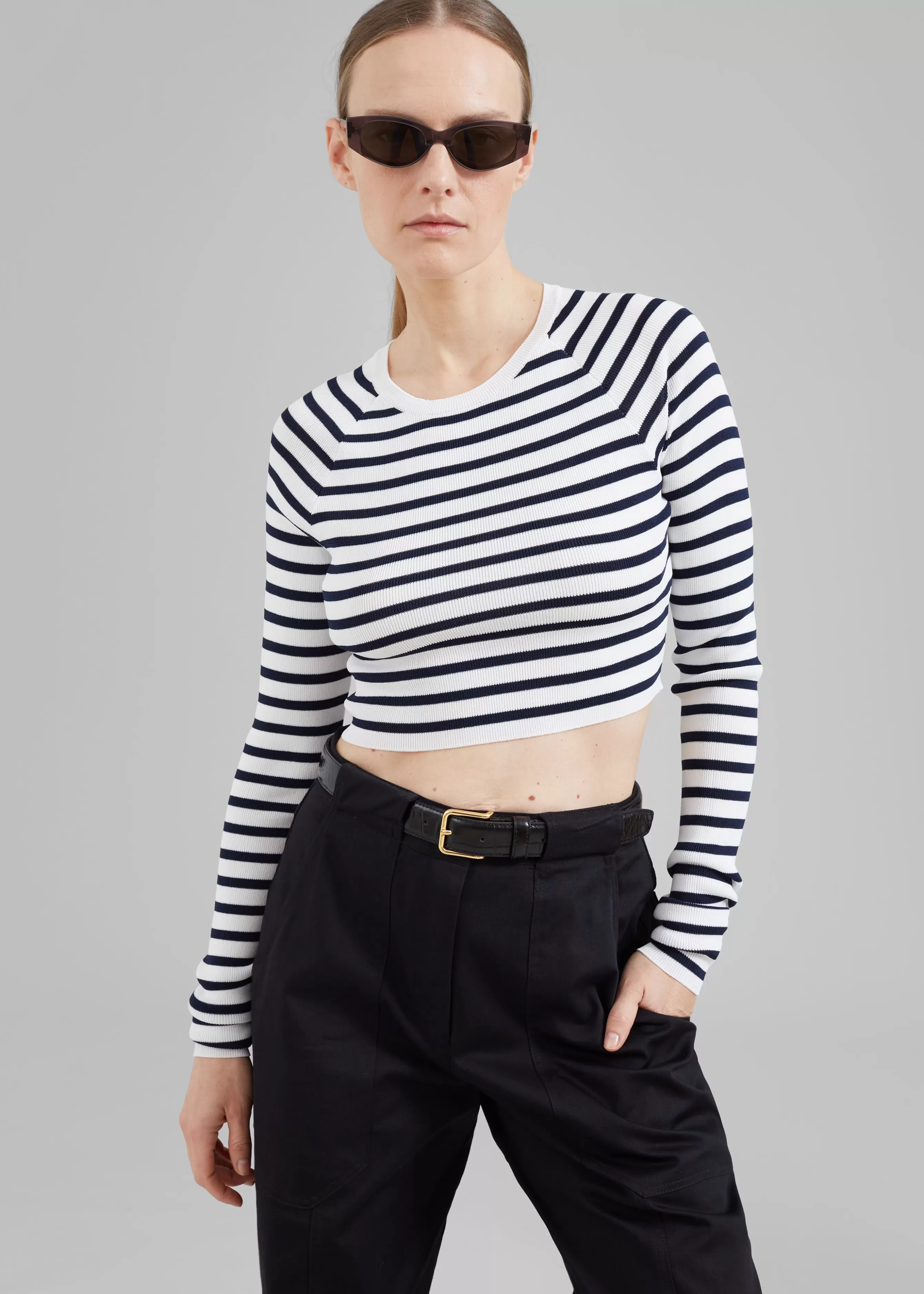 Women The Frankie Shop Remain Striped Knit Cropped Top