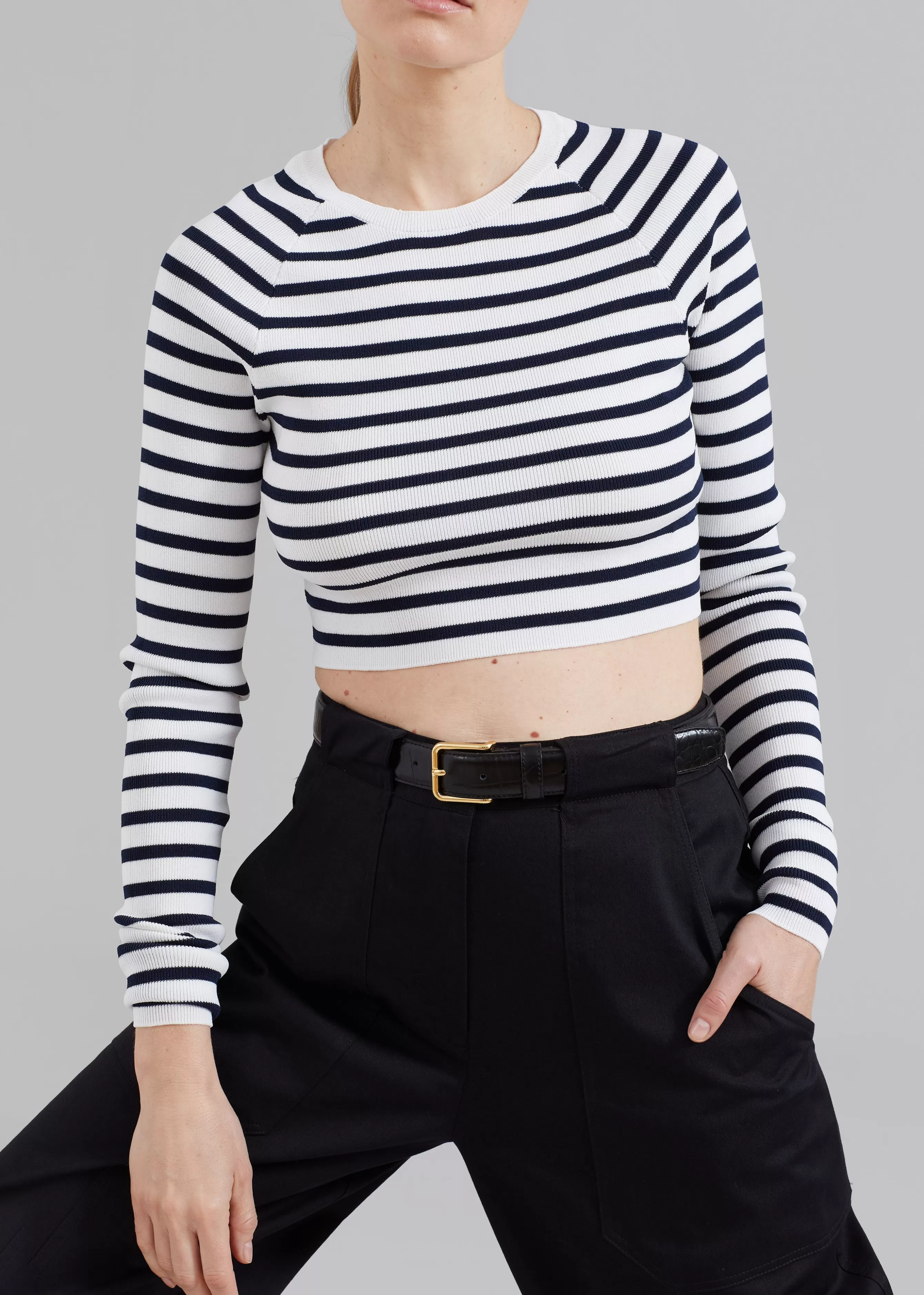 Women The Frankie Shop Remain Striped Knit Cropped Top