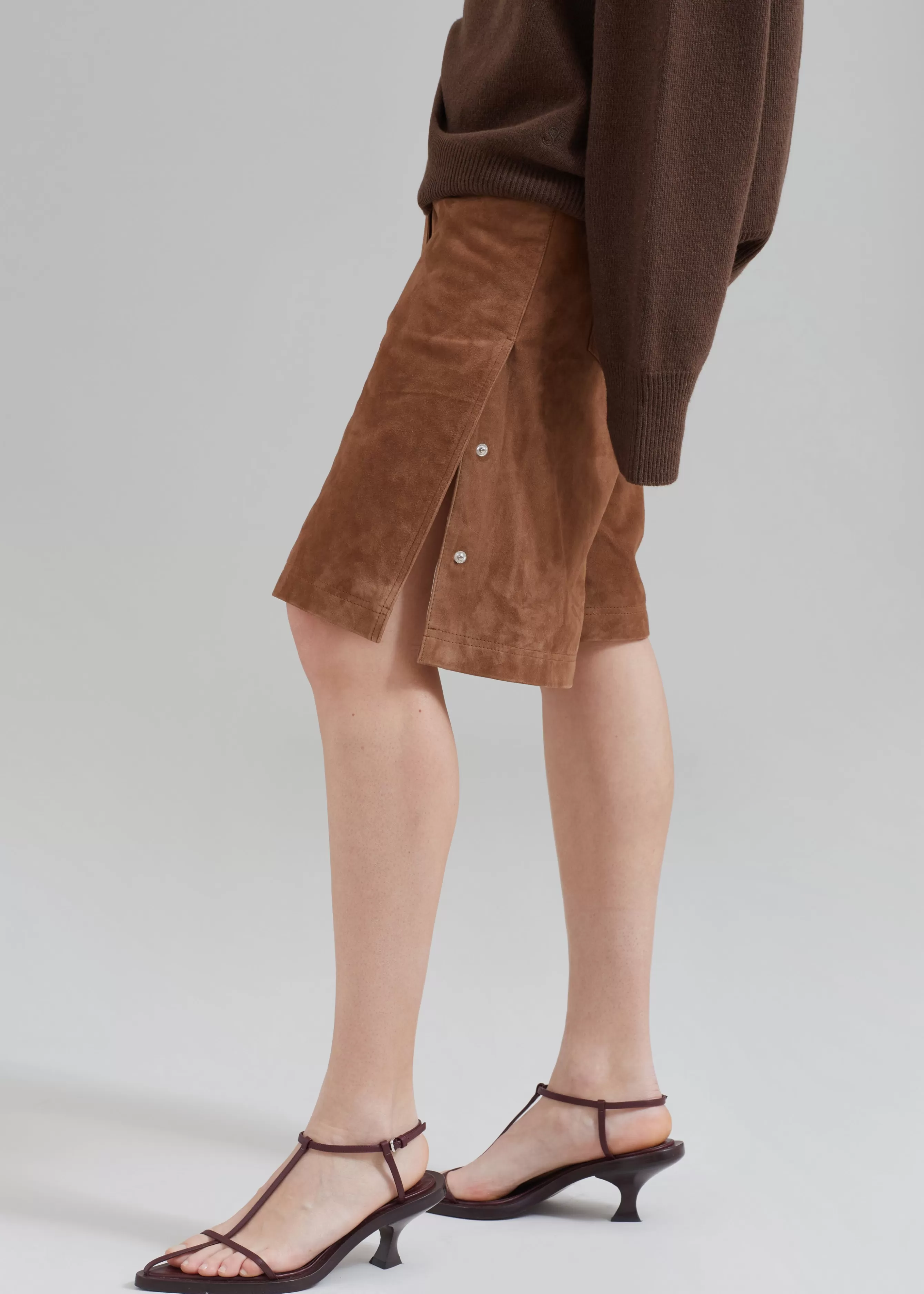 Women The Frankie Shop Remain Suede Bermuda Slit Shorts