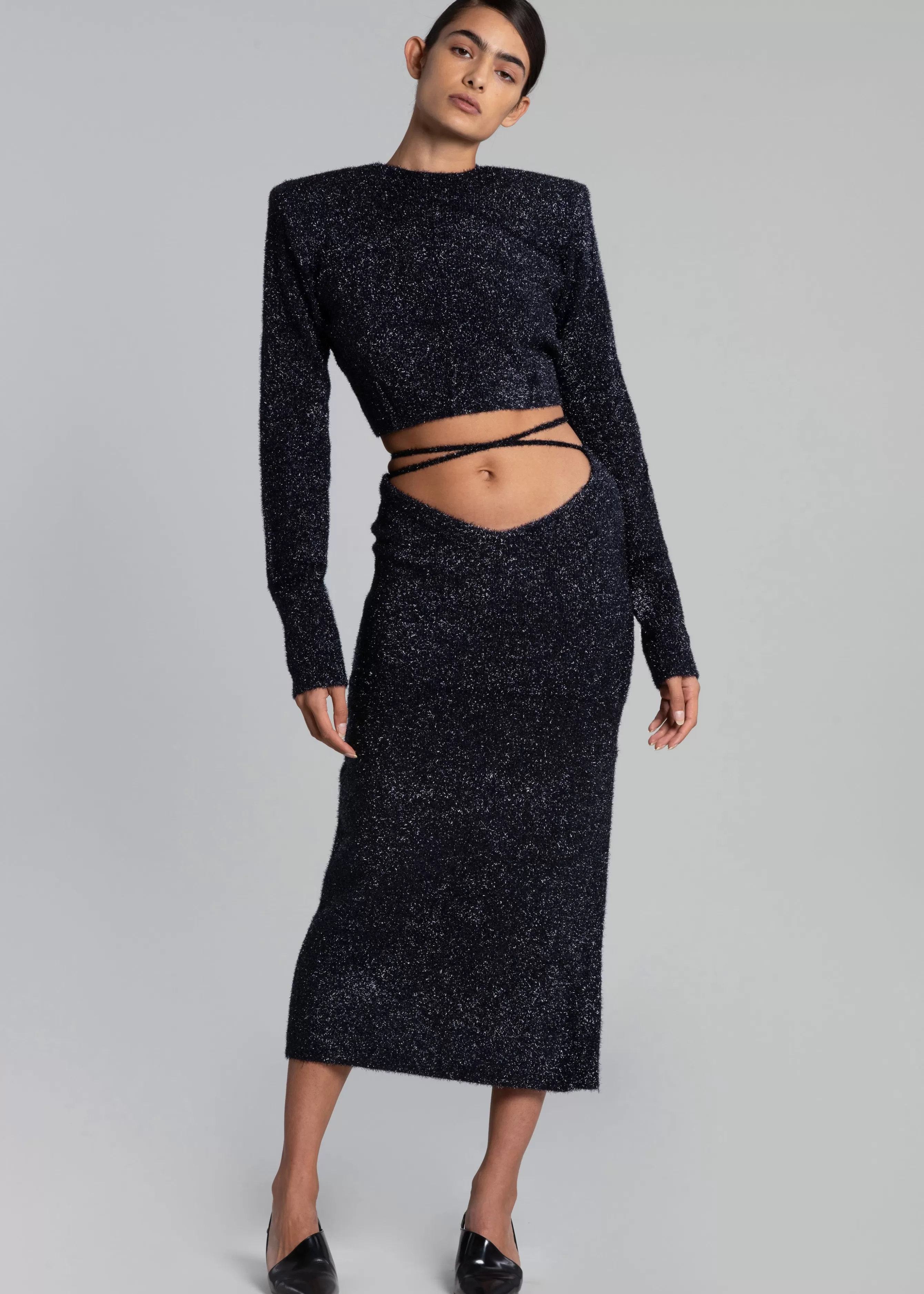 Women The Frankie Shop Rotate Glitter Knit Pencil Skirt