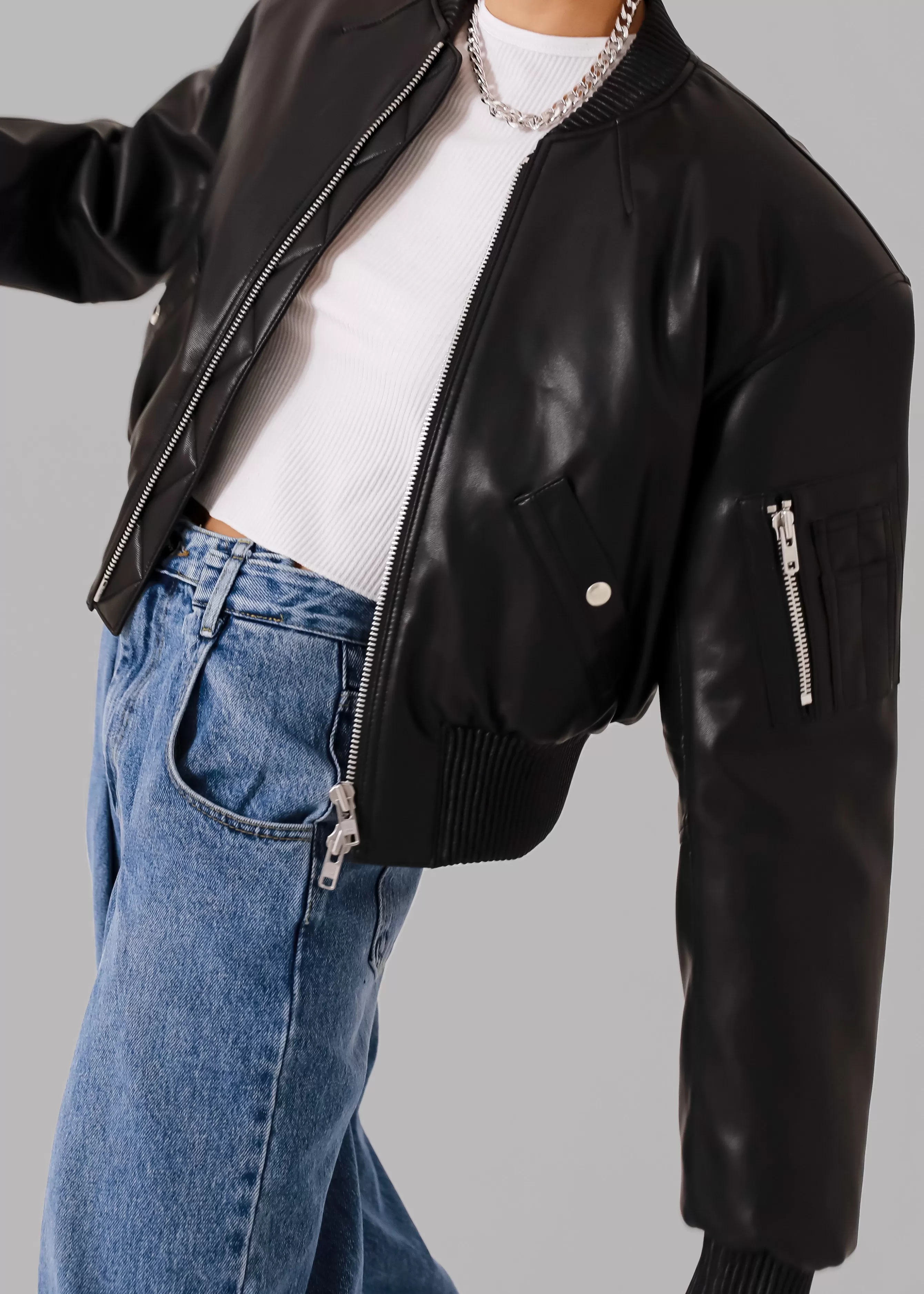 Women The Frankie Shop Sille Faux-Leather Cropped Bomber