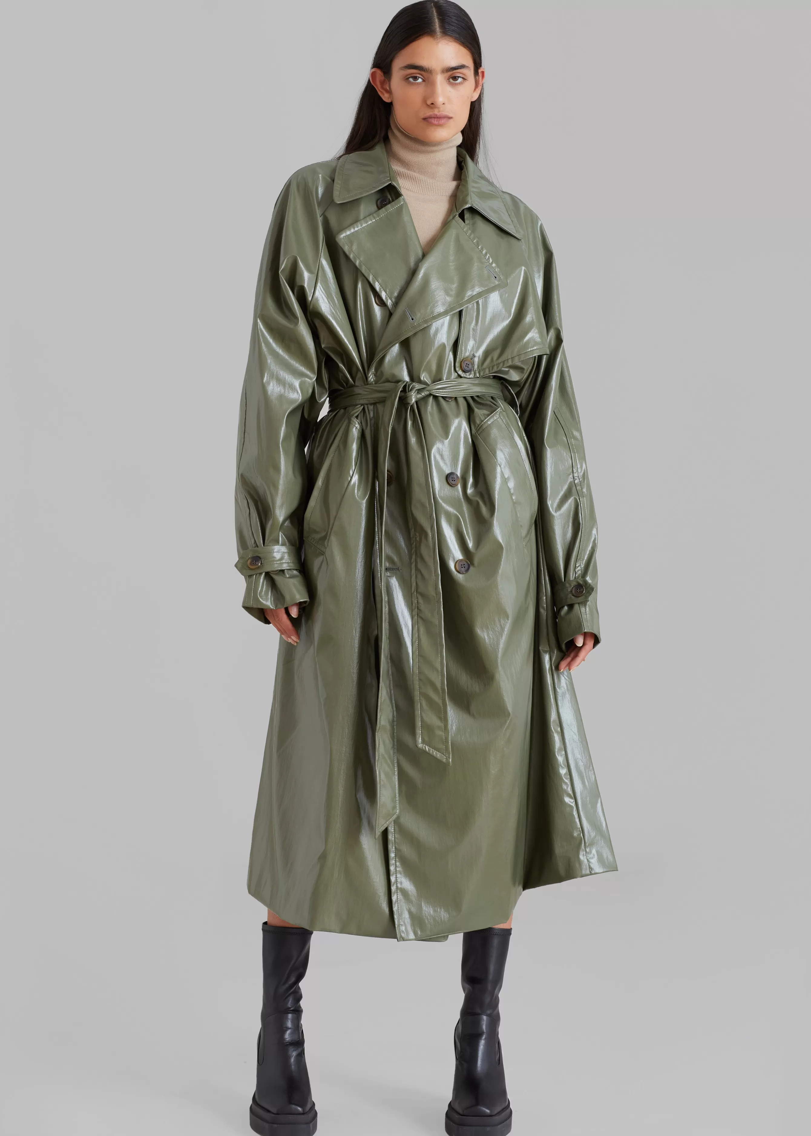 Women The Frankie Shop Sue Vinyl Trench Coat