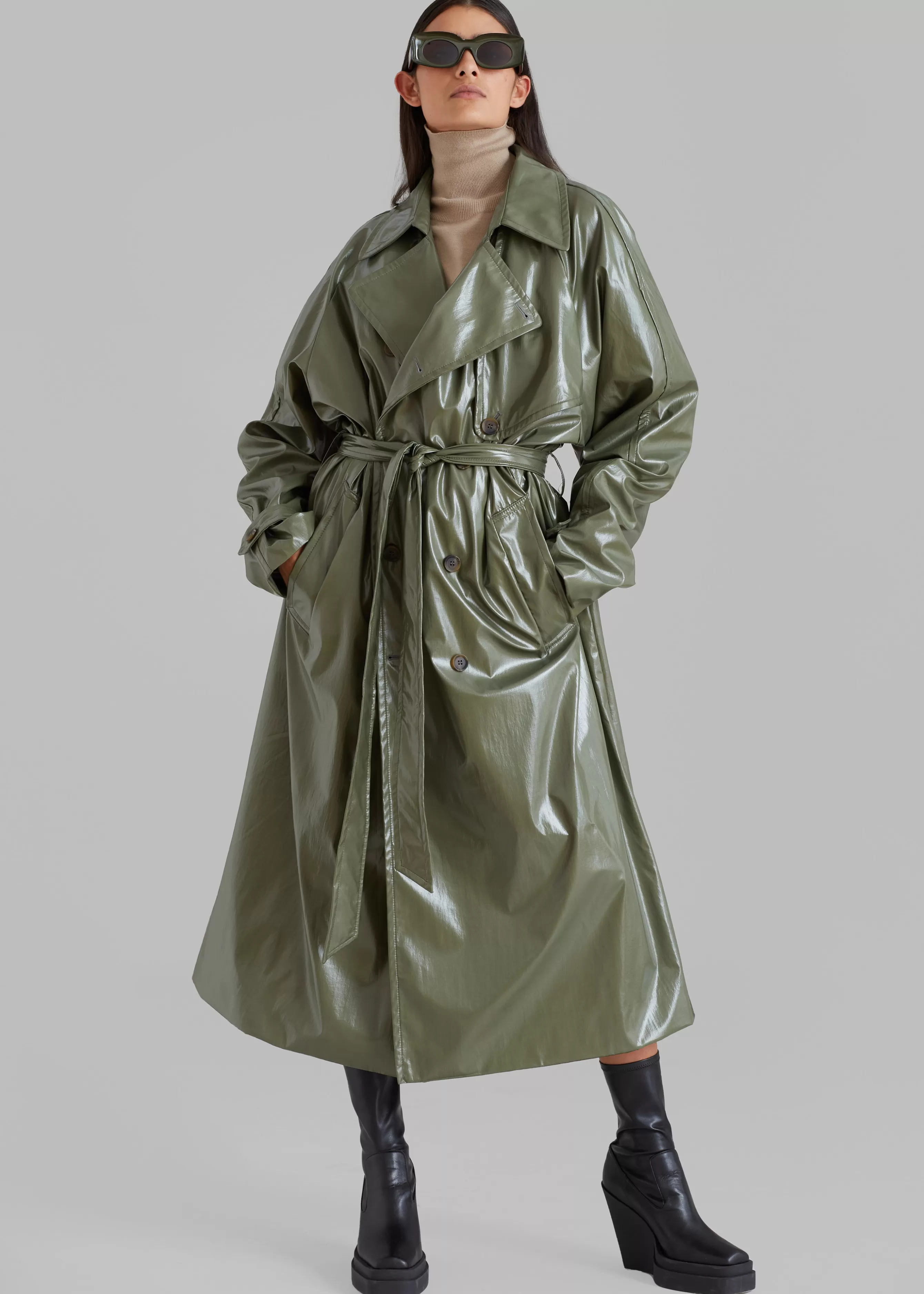 Women The Frankie Shop Sue Vinyl Trench Coat