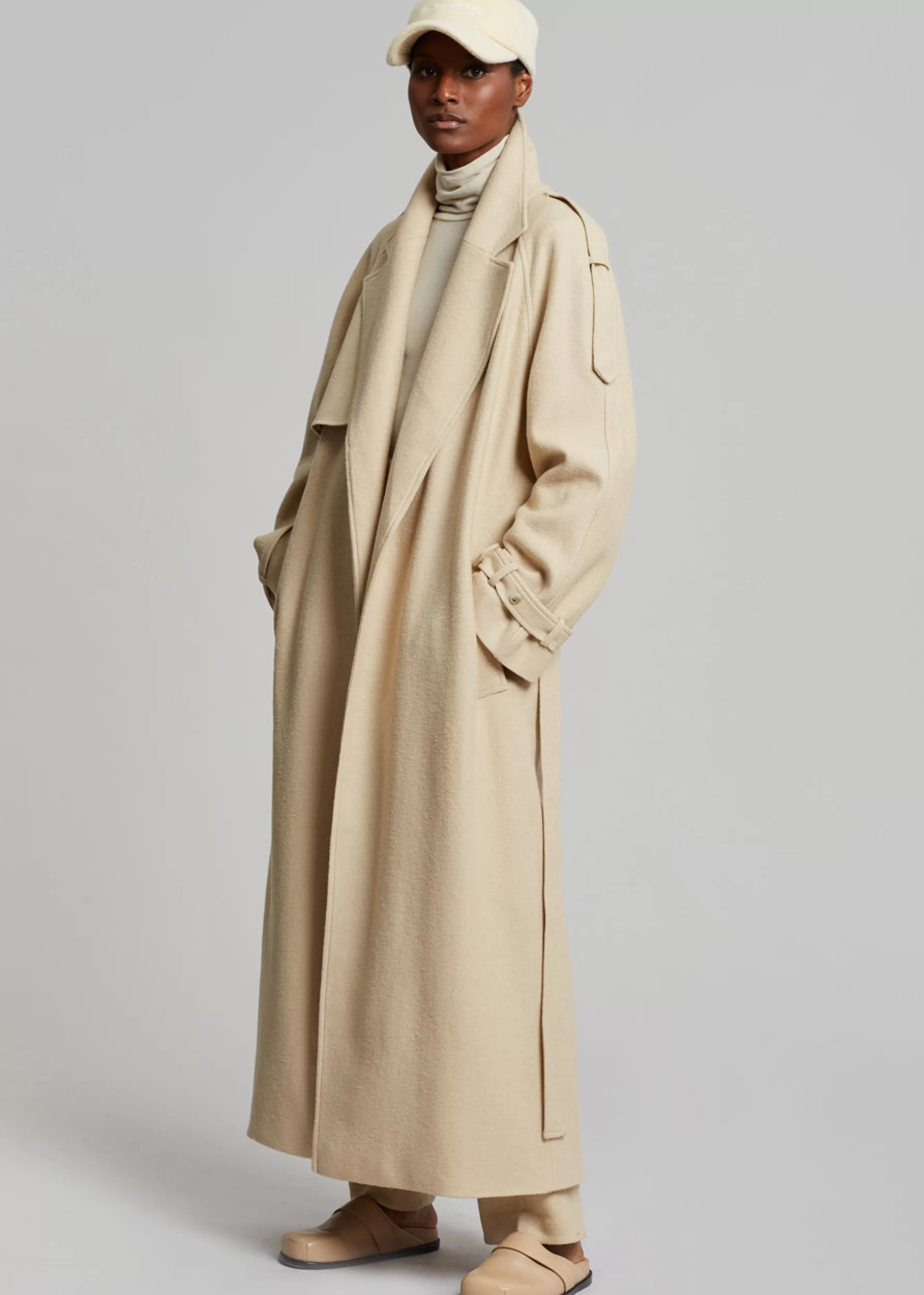 Women The Frankie Shop Suzanne Boiled Wool Trench Coat