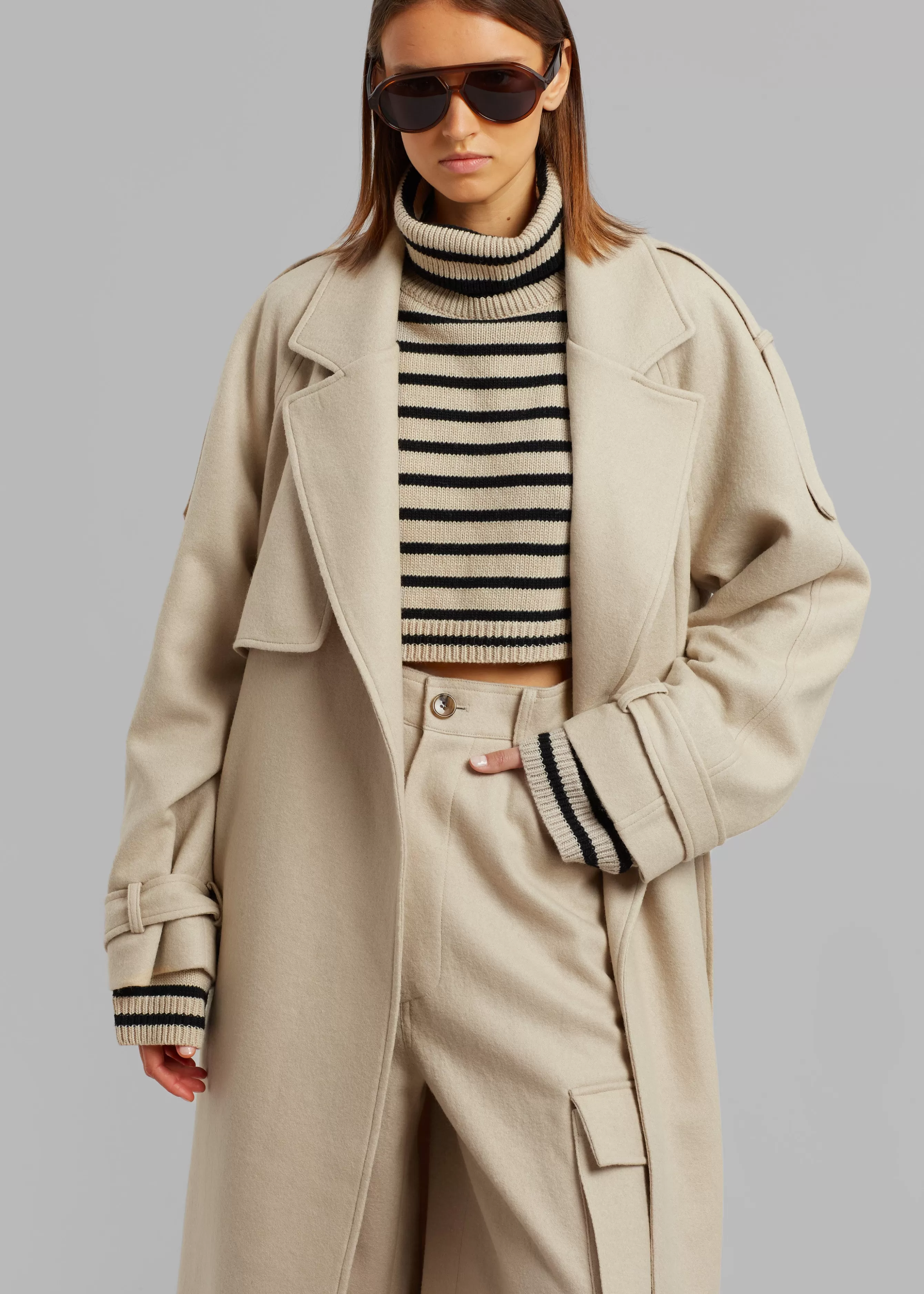 Women The Frankie Shop Suzanne Boiled Wool Trench Coat