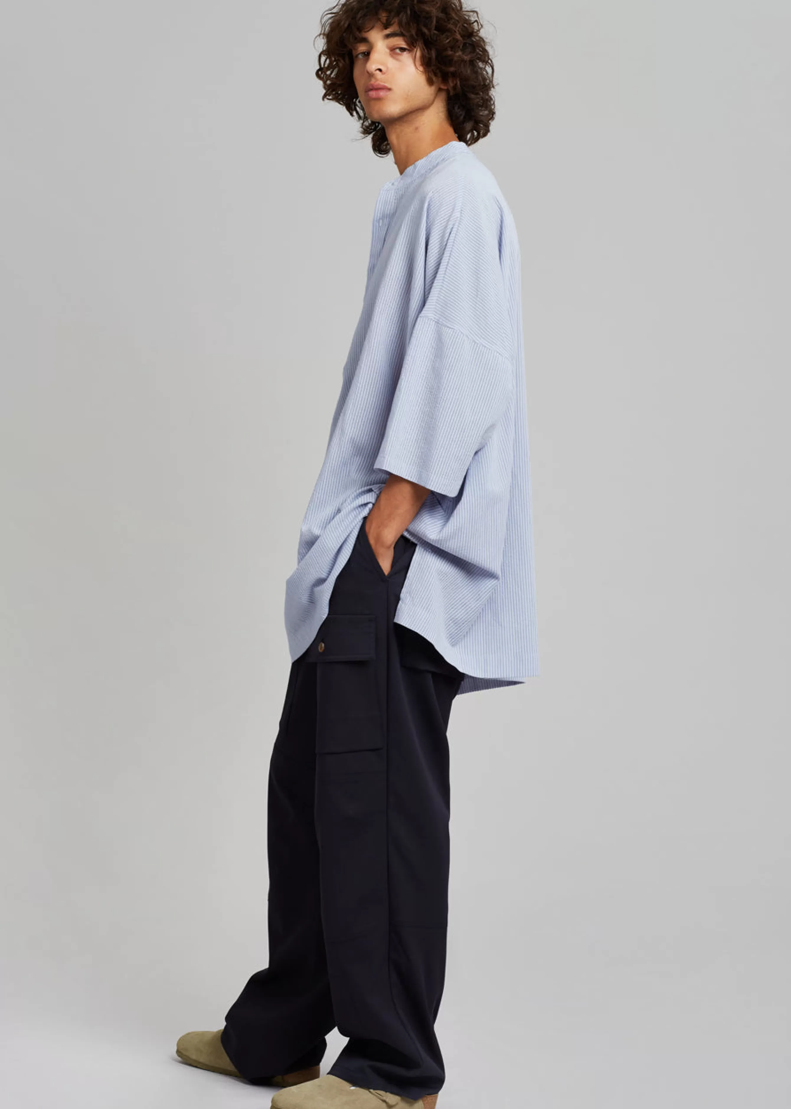 Men The Frankie Shop Teo Oversized Collarless Shirt